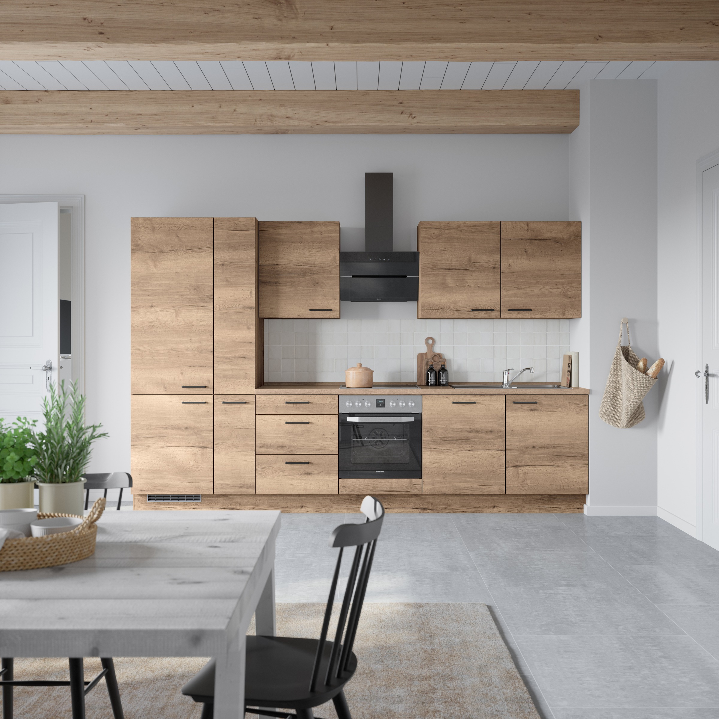 nobilia® Küchenzeile »"Structura II"«, vormontiert, Ausrichtung wählbar, Breite 330 cm, wahlw. mit E-Geräten