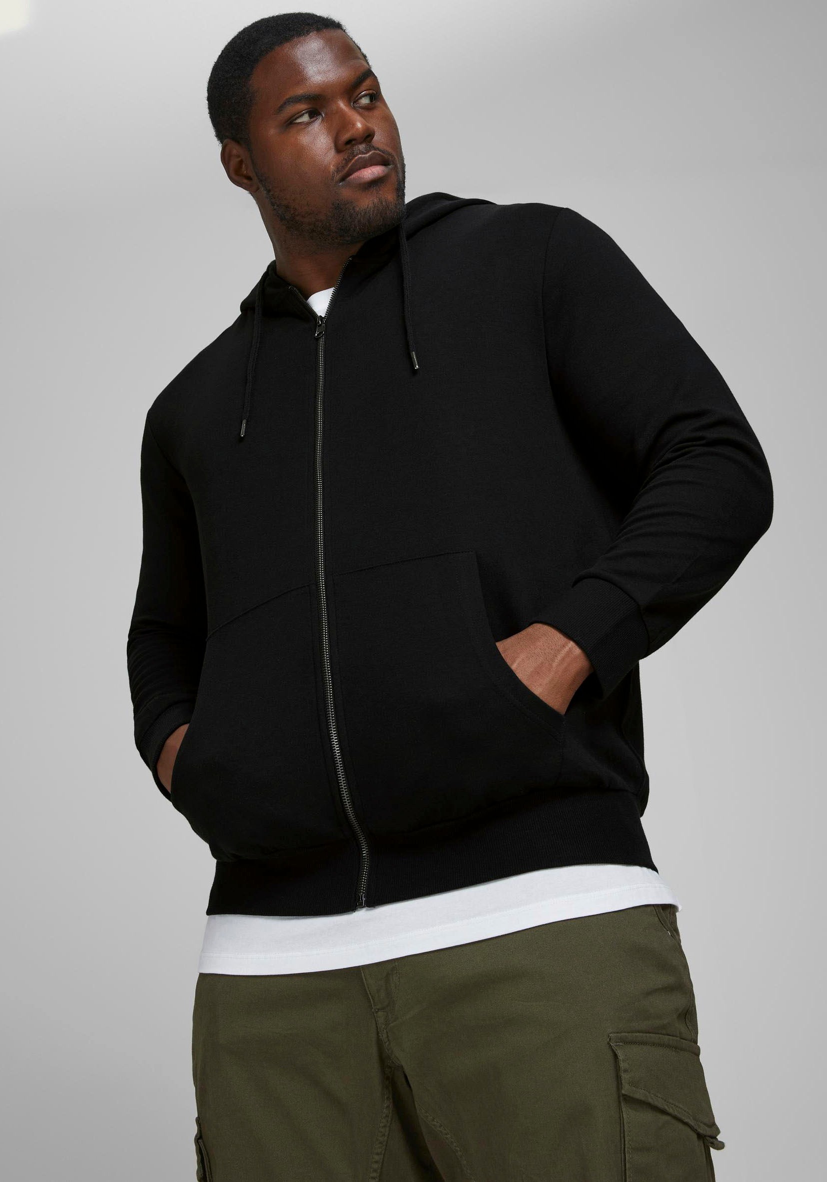 Jack & Jones PlusSize Kapuzensweatjacke »BASIC SWEAT ZIP HOOD« bis Größe 6XL