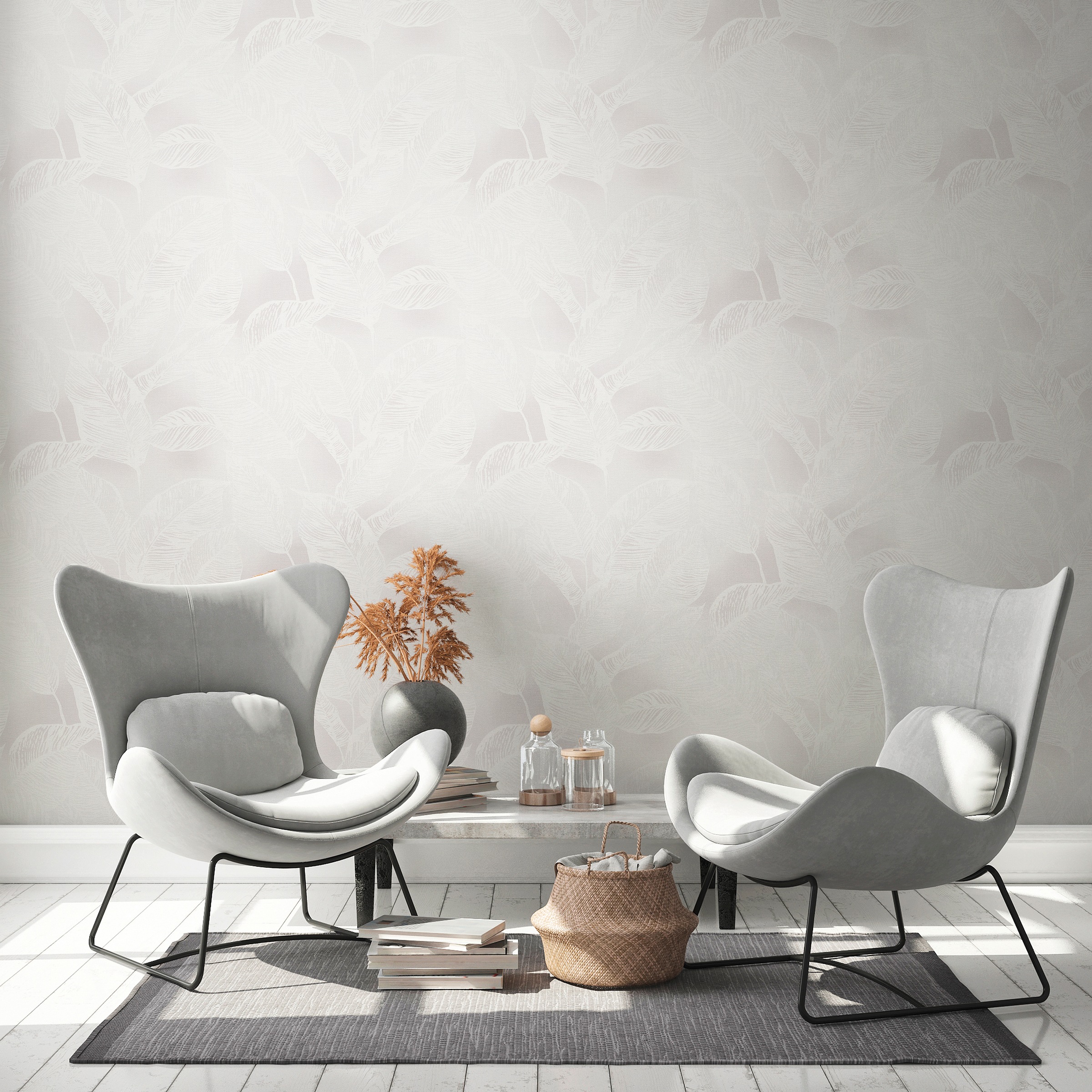 A.S. Création Vliestapete »Natural Living Pflanzen«, matt-gemustert-neutral, Tapete Blätter Vlies Vlies Wand Tapeten Wohnzimmer Schlafzimmer Küche