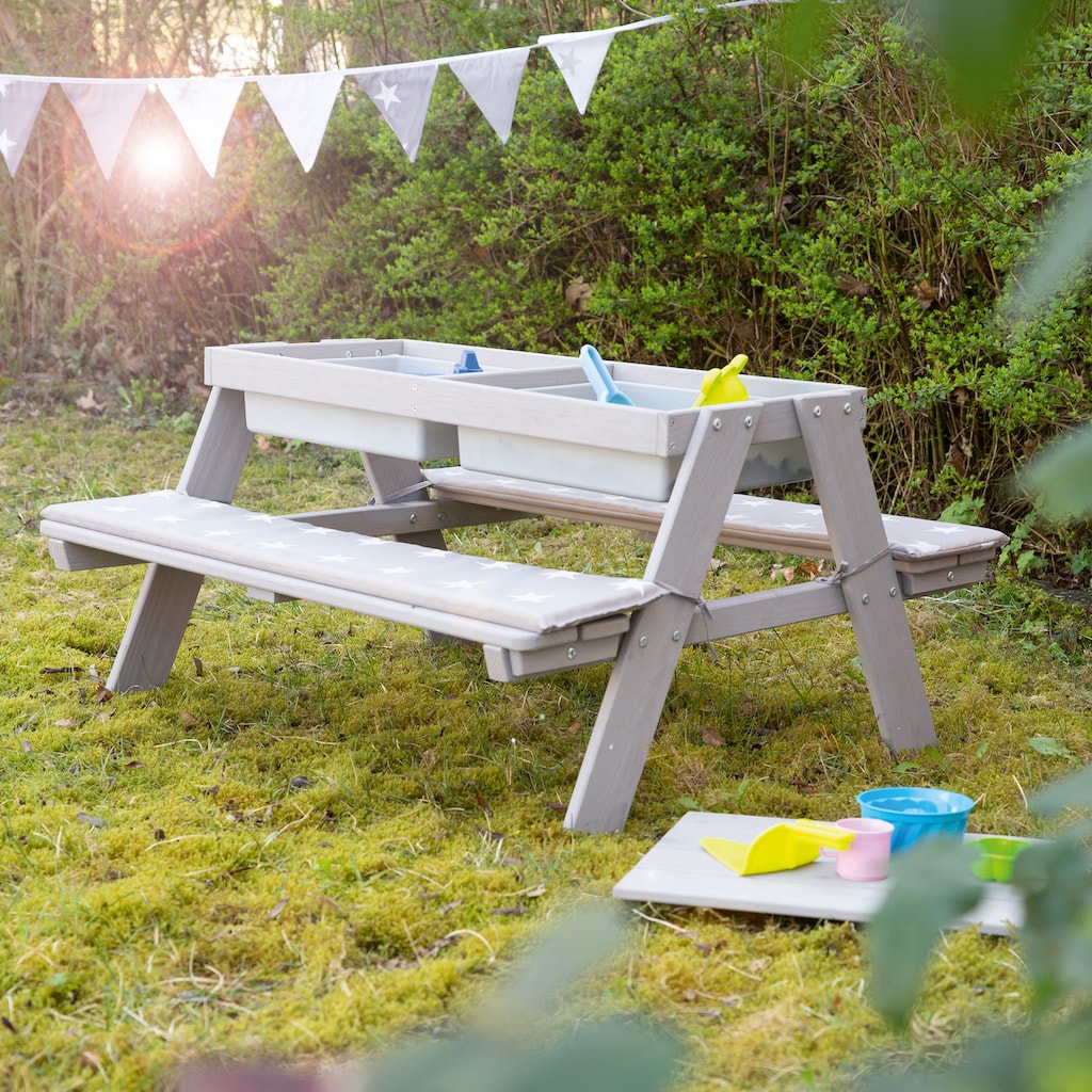 roba® Kindersitzgruppe »Picknick for 4 Outdoor + mit Spielwannen, Grau«, (Set)