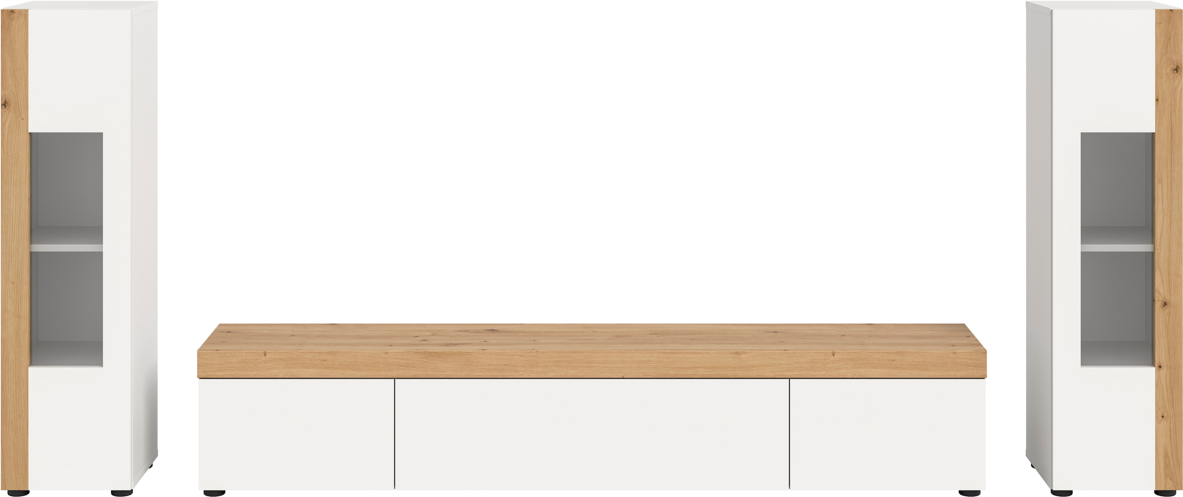 INOSIGN Wohnwand »Svala, Breite 180 cm, Wohnkombination«, (Set, 3 St.), stehend u. hängend montierbar, Vitrinenschränke, Lowboard