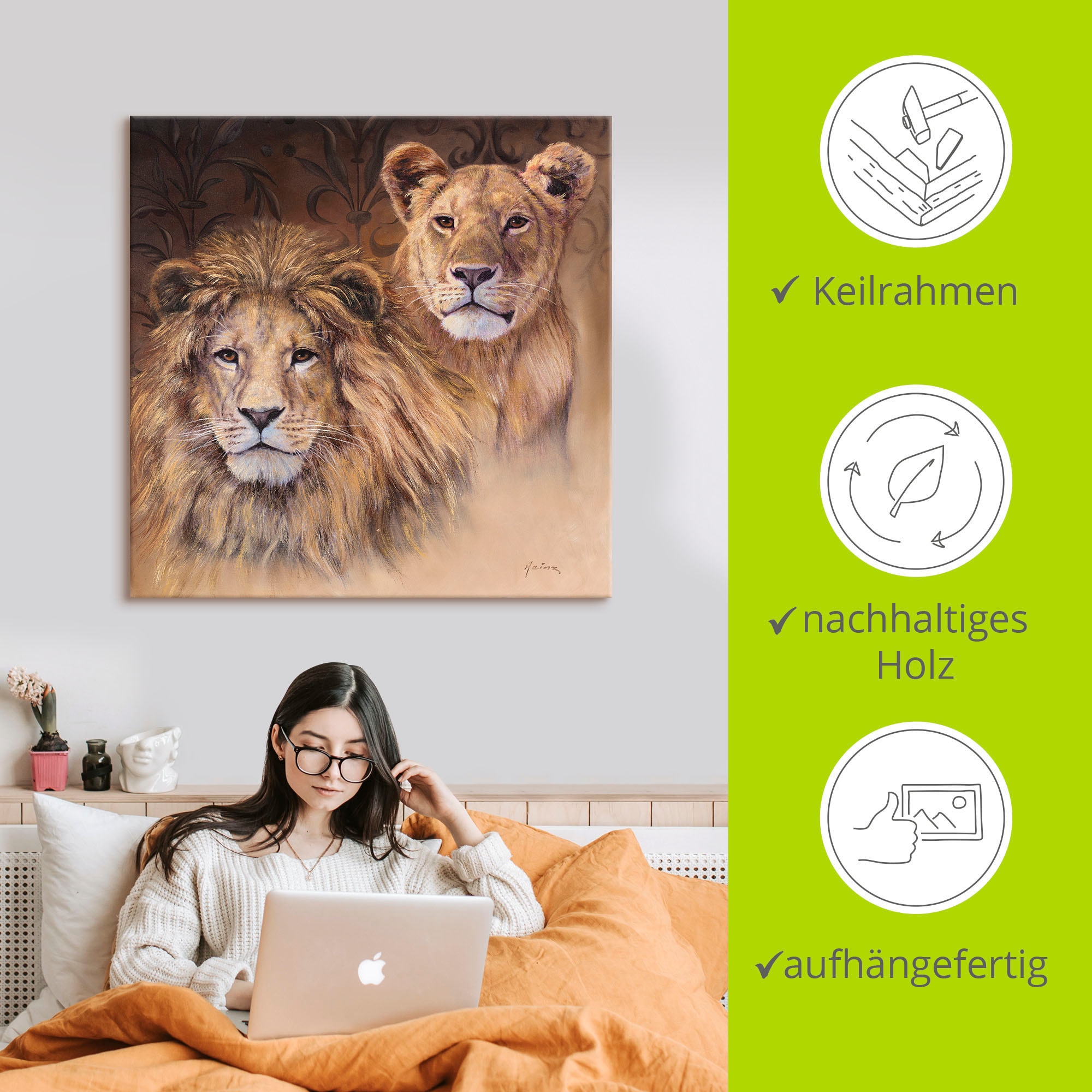 Artland Wandbild »Löwen«, Wildtiere, (1 St.), als Alubild, Outdoorbild, Leinwandbild, Poster, Wandaufkleber