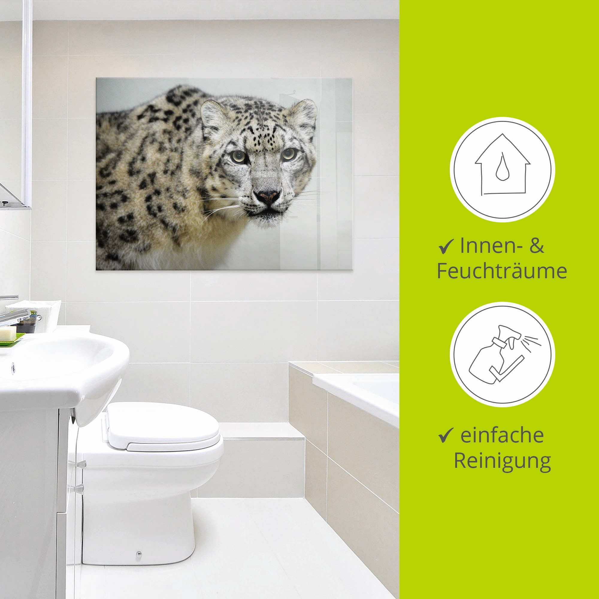 Artland Glasbild »Schneeleopard«, Wildtiere, (1 St.), in verschiedenen Größen