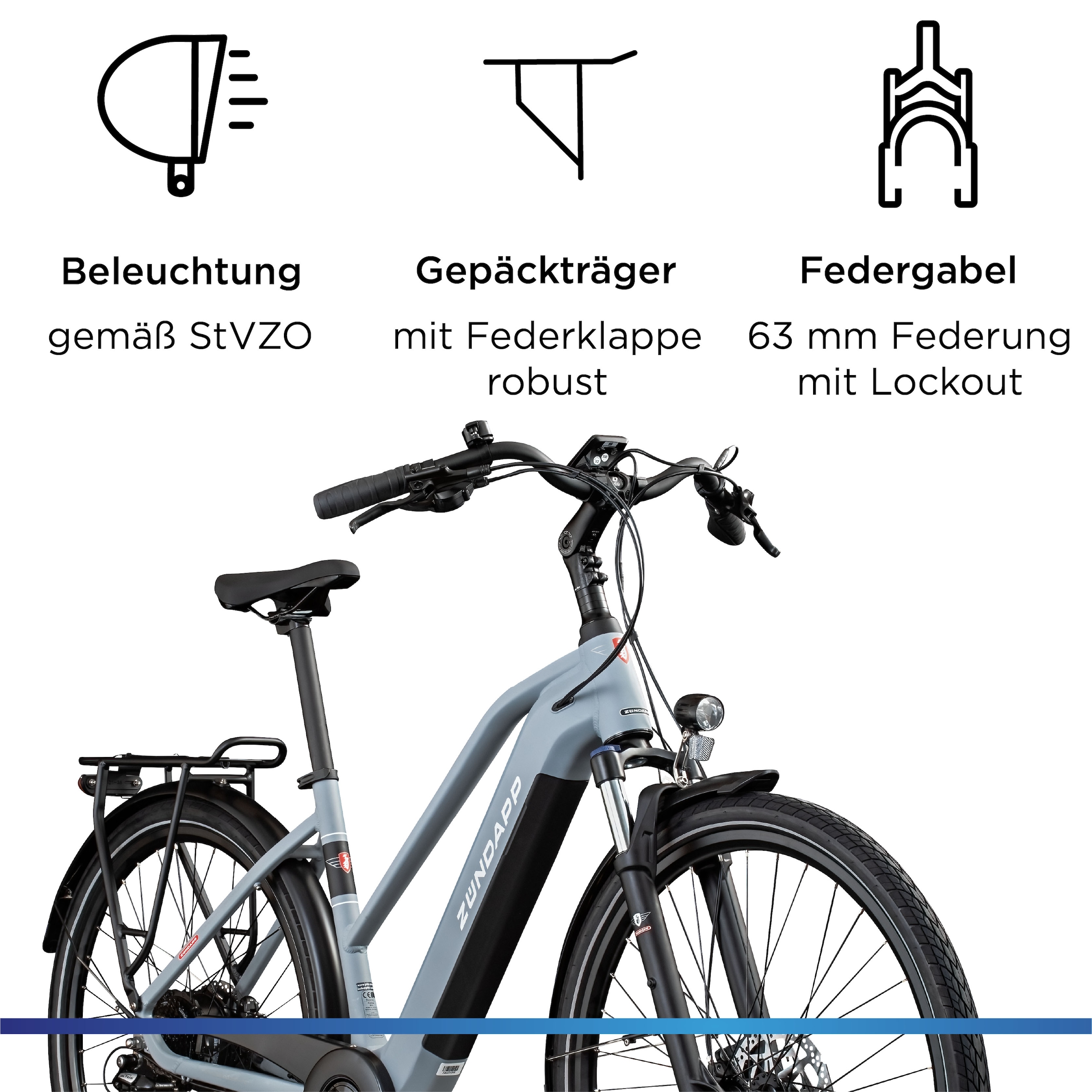 Zündapp »Z810« 24 Gang Shimano Altus RD-M310 Schaltwerk Kettenschaltung Heckmotor 250 W Pedelec, Elektrofahrrad für Damen