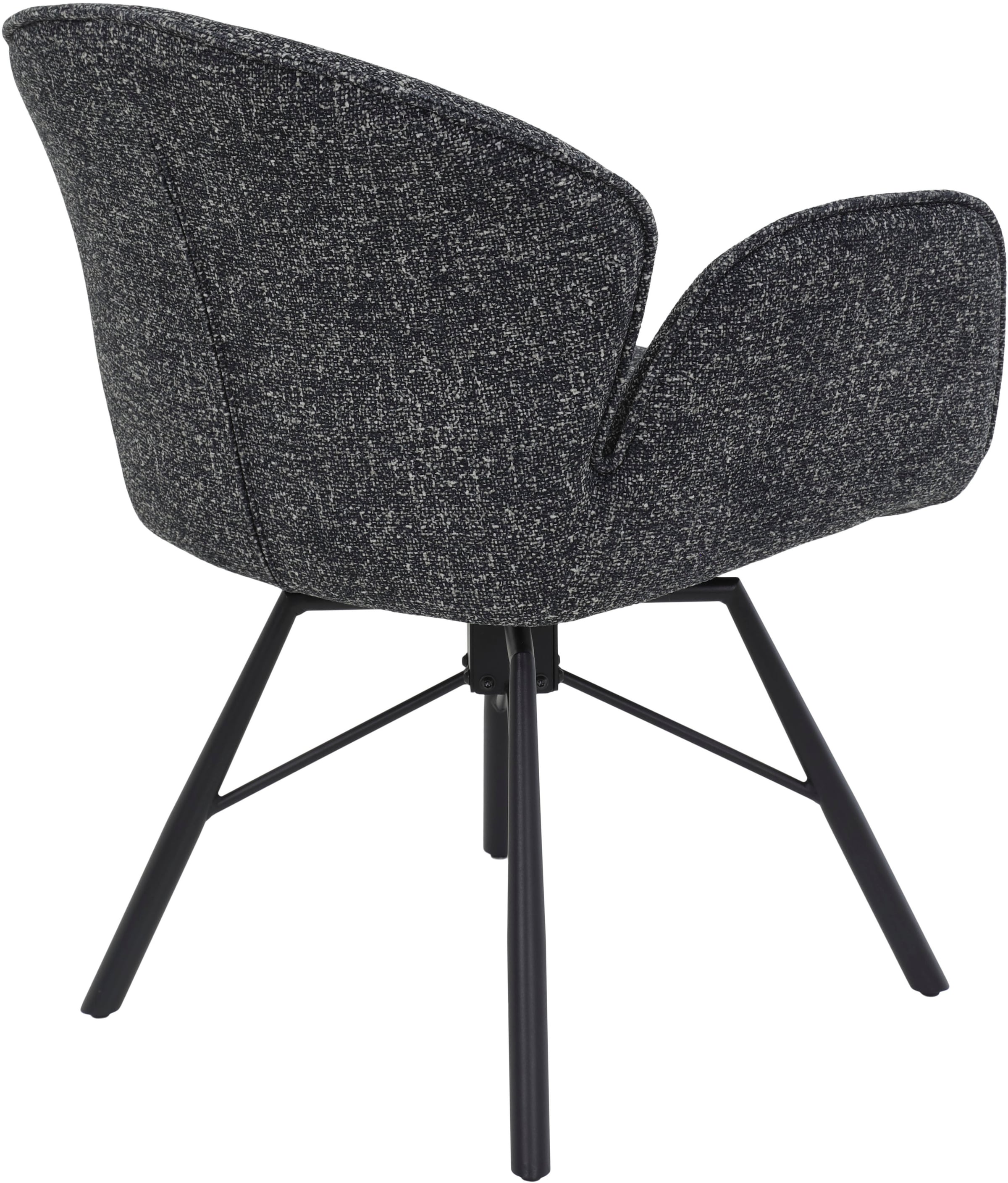 HELA 4-Fußstuhl »BRISTOL, Armlehnen Stuhl, Sessel, Esszimmerstuhl«, (Set), 1 St., Microfaser-Bouclé, 360° drehbar mit Auto-Return,gepolstert,Boucléoptik,Armlehnen
