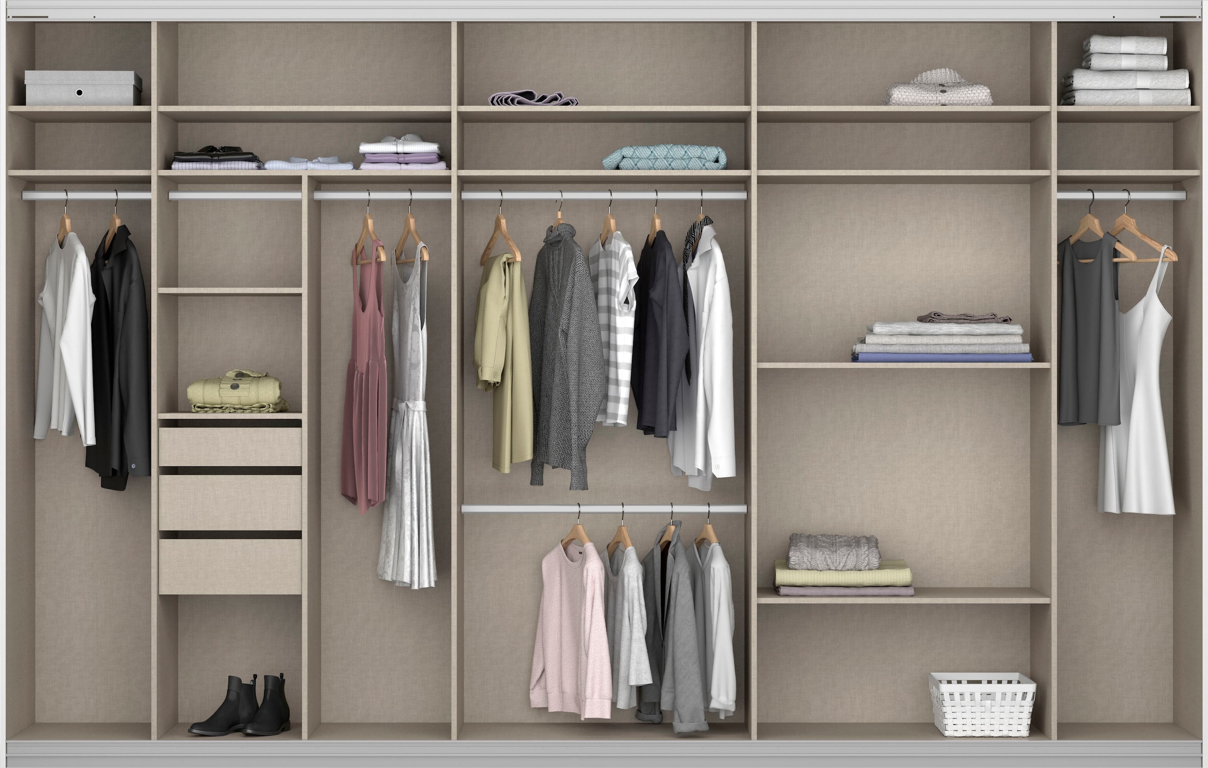 rauch Schwebetürenschrank »Kleiderschrank Schrank Garderobe TOPSELLER OTELI inkl. Inneneinteilung«, mit 3 Innenschubladen sowie zusätzlichen Einlegeböden MADE IN GERMANY