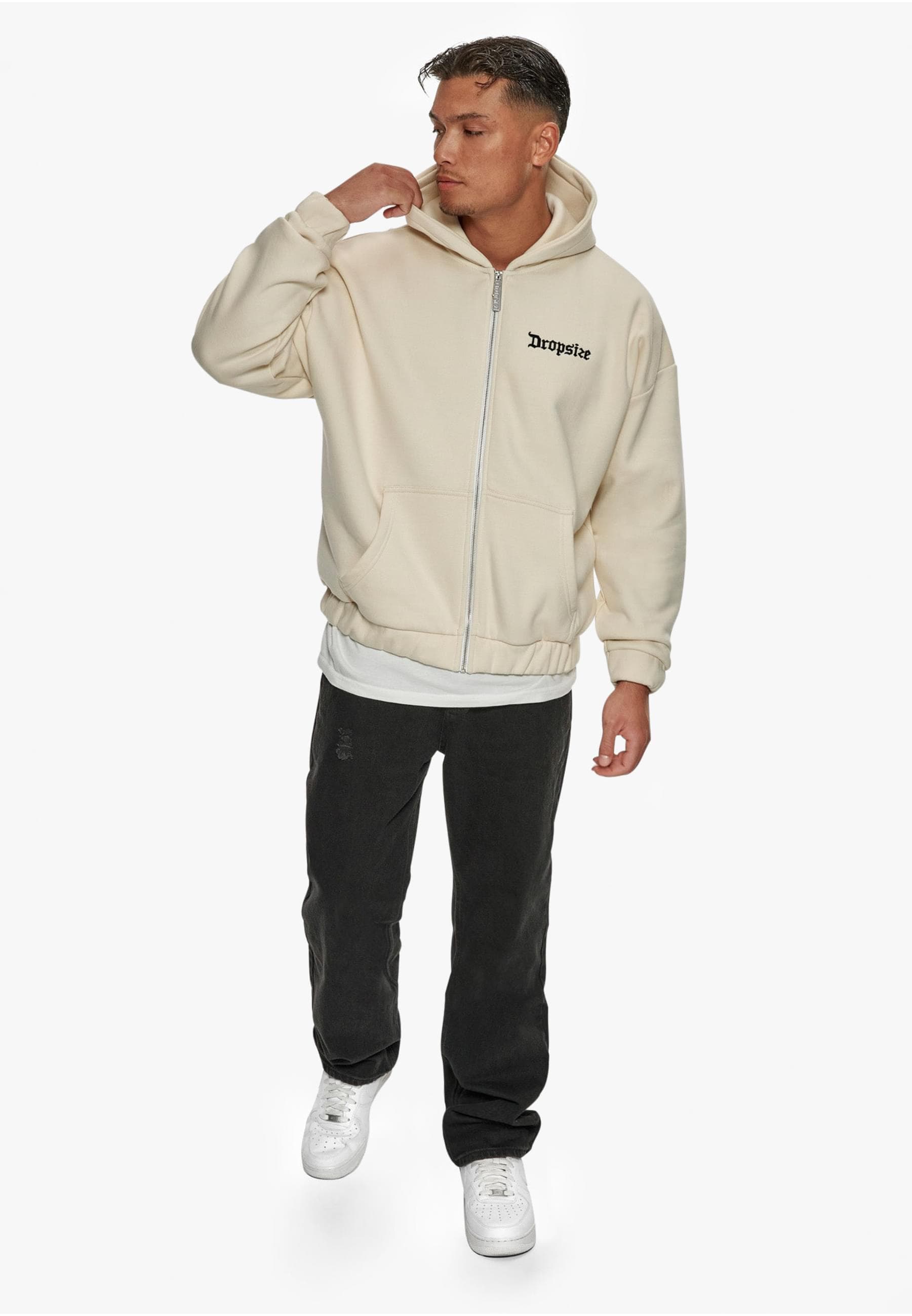 Dropsize Sweatjacke »Dropsize Herren Super Heavy Oversize Blank Zip Hoodie«