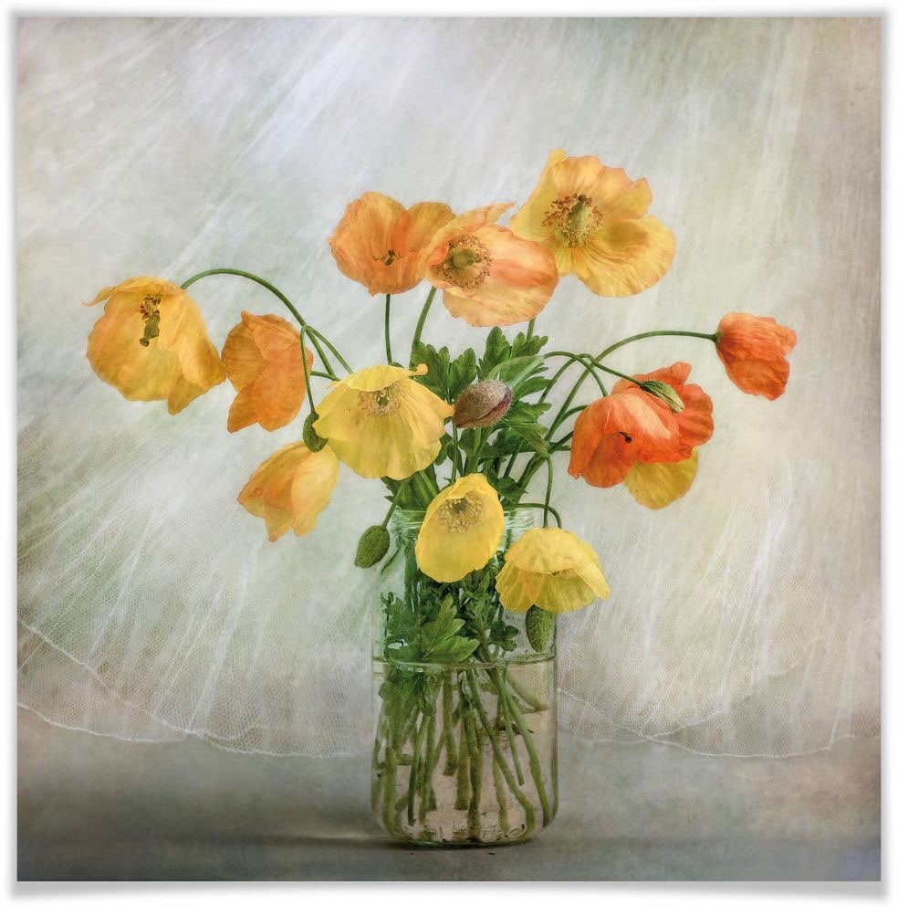 Wall-Art Poster »Mohnblumen Orange Gelb«, Blumen, (1 St.), Poster, Wandbild,  Bild, Wandposter auf Rechnung bestellen