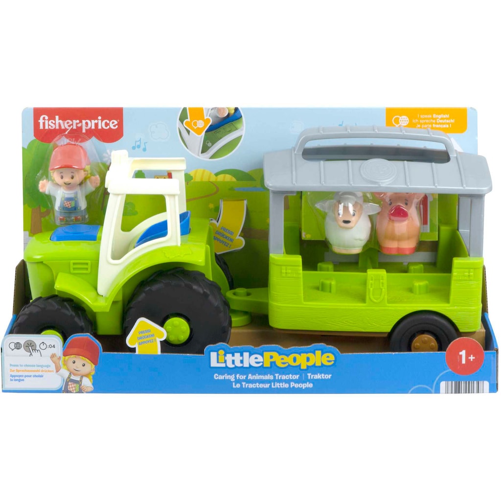 Fisher-Price® Lernspielzeug »Little People Traktor«, bilingual; mit Anhänger, 3 Figuren und Sound