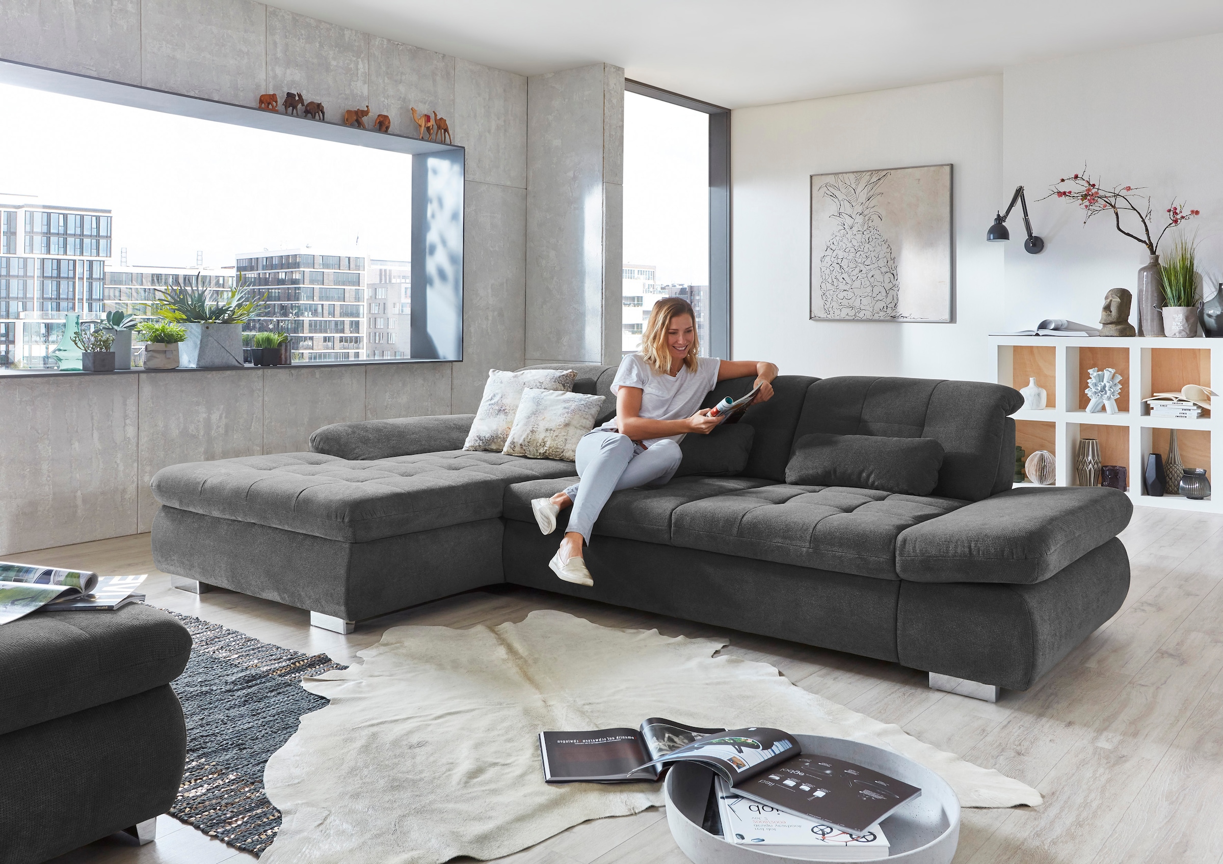 Die PlanBar Ecksofa "MP-IN17004 L-Form", wahlweise mit Funktion, Federkern günstig online kaufen