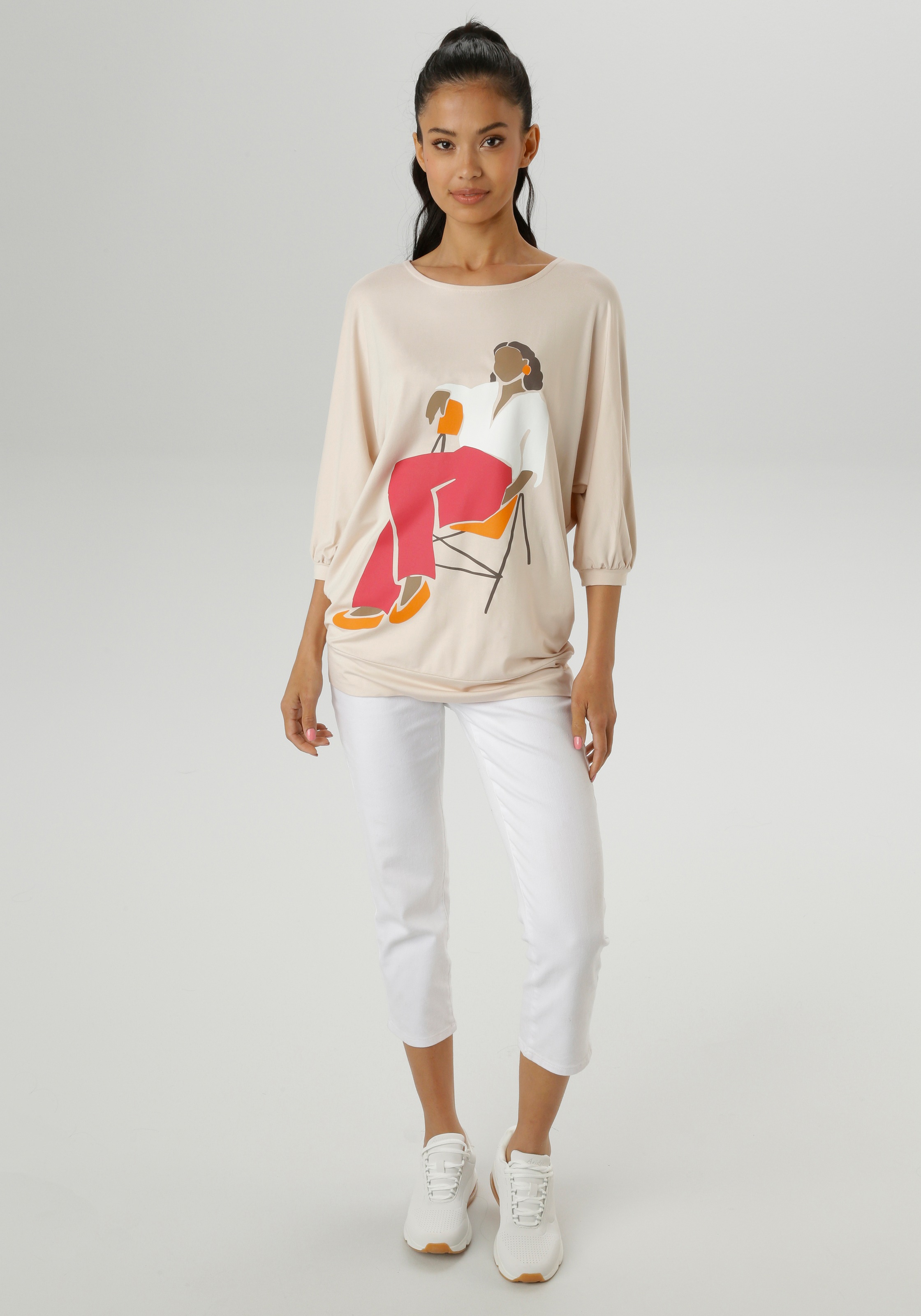 Aniston SELECTED Fledermausshirt, vorne mit großflächigem, femininem Frontdruck - NEUE KOLLEKTION