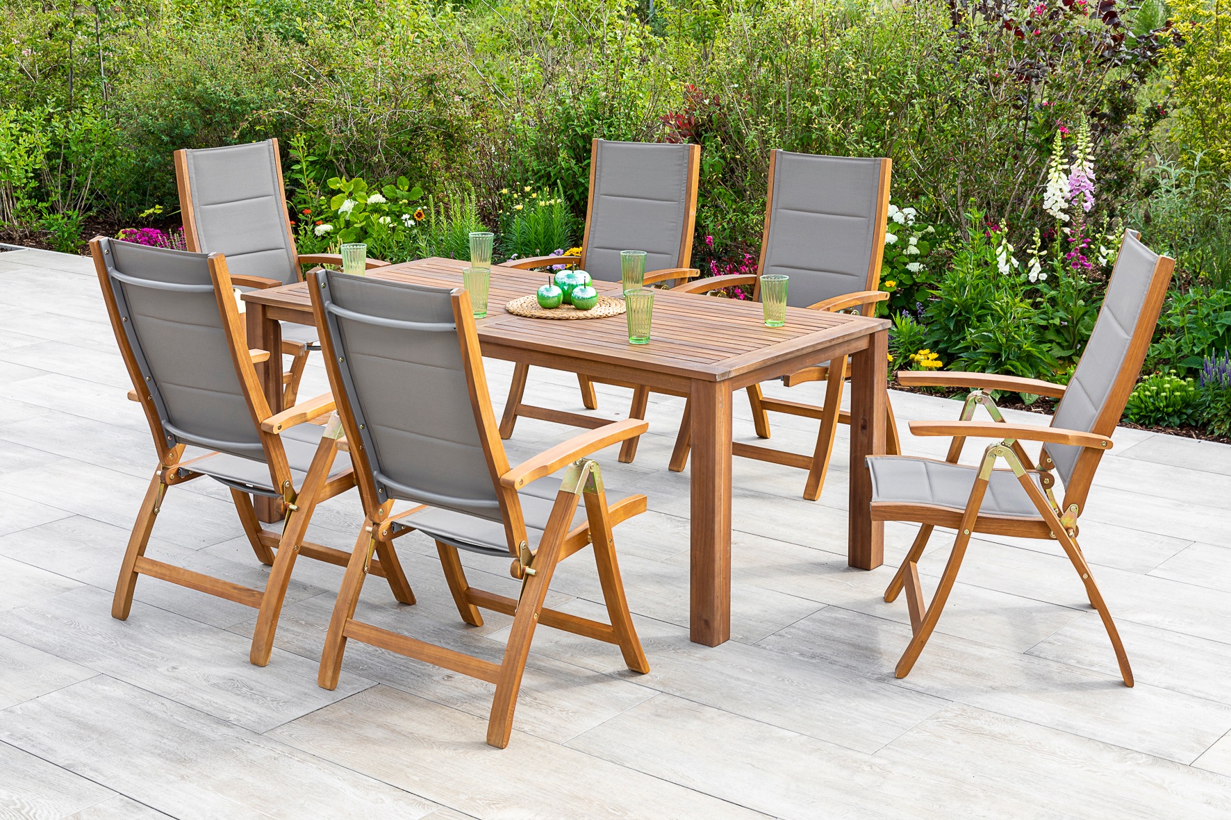 MERXX Garten-Essgruppe »Acapulco« 7 Stk. tlg. 6 Klappsessel mit Tisch günstig online kaufen
