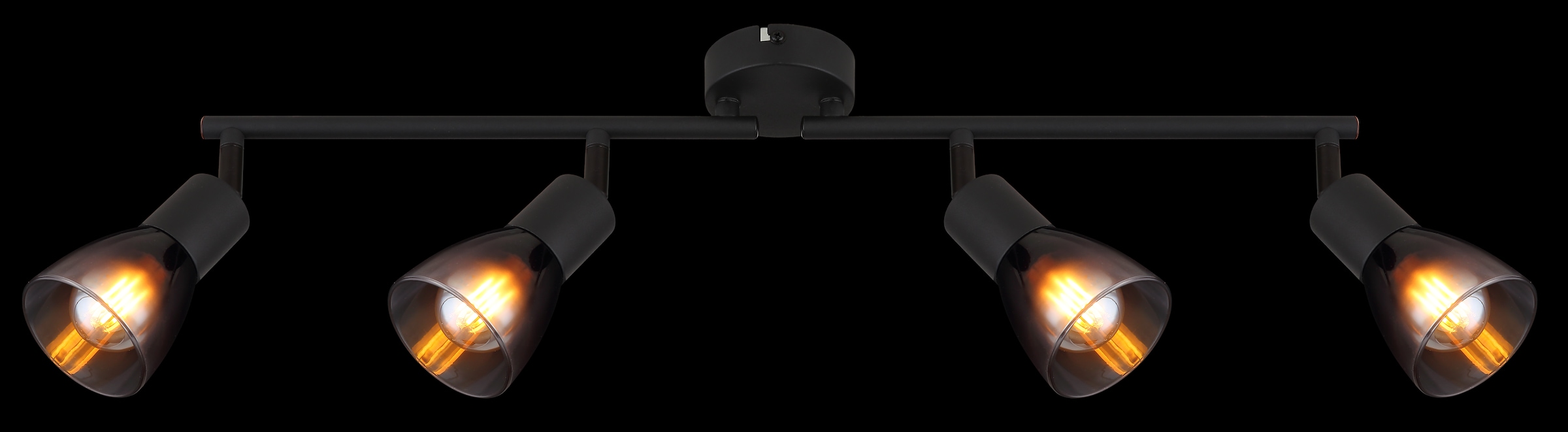 GLOBO LIGHTING Deckenstrahler »SATELLA«, Leuchtmittel E14 | ohne Leuchtmittel, Deckenspot/schwarz/Holz/Glas rauchfarben/Flur/Wohnzimmer