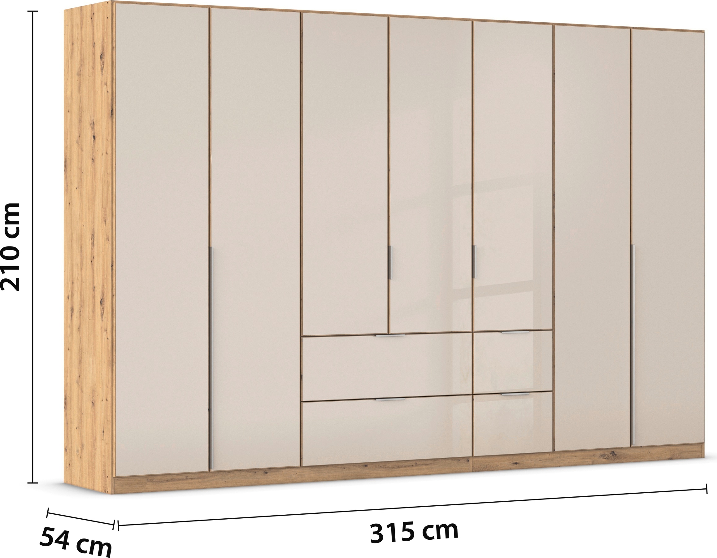 rauch Drehtürenschrank »Kleiderschrank Kleiderschränke Schrank Garderobe AGORDO mit Glasfront«, (in zwei Griff-Farben mit Glasfront), mit Außenschubkästen, in 6 Breiten und 2 Höhen MADE IN GERMANY