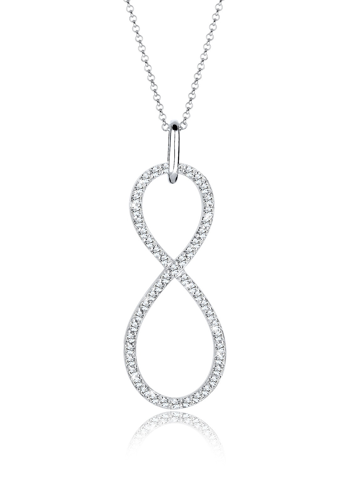 Elli Premium Kette mit Anhänger »Infinity Glas Kristalle Weiß 925 Sterling Silber«