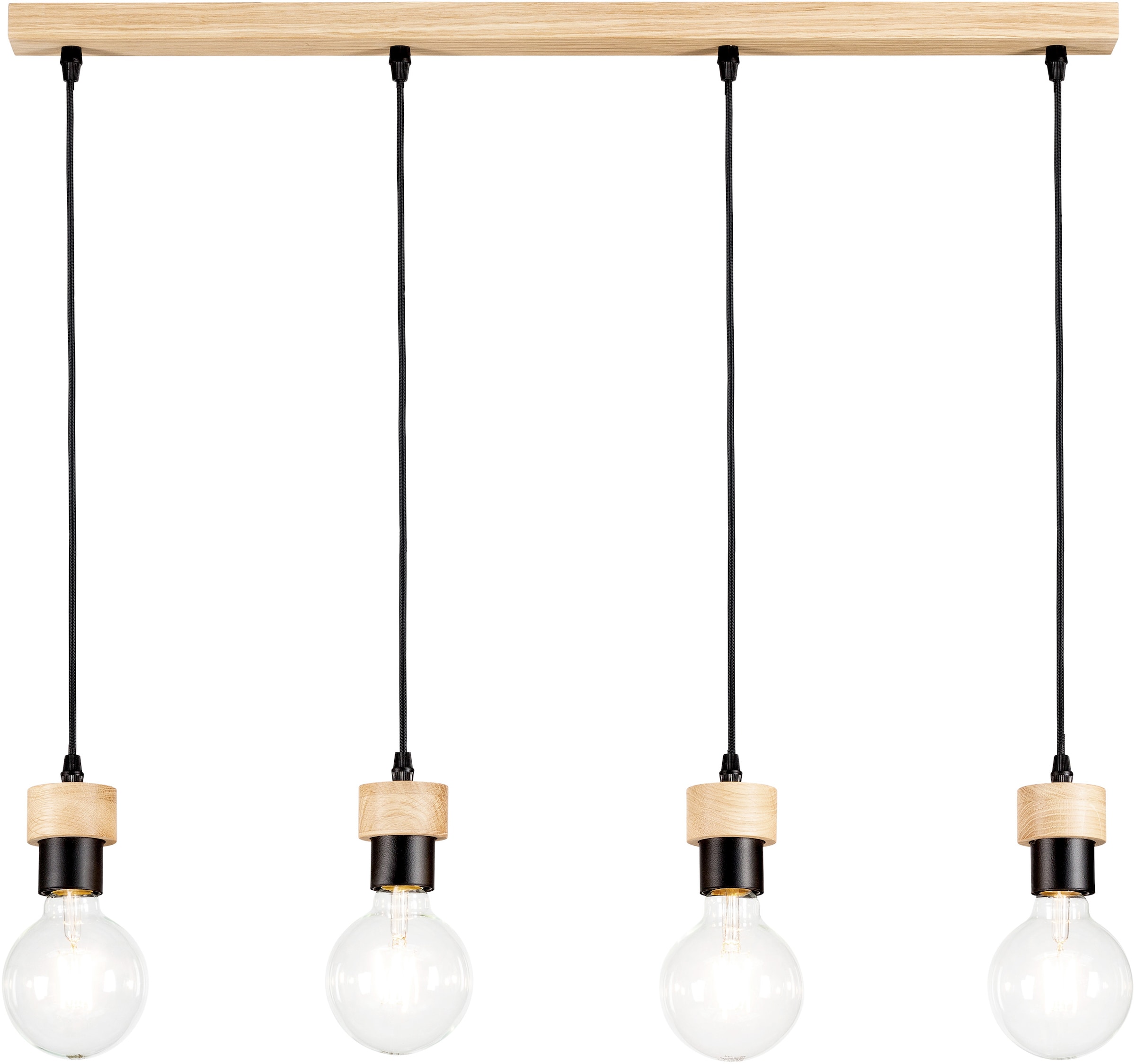 BRITOP LIGHTING Pendelleuchte »CLARTE«, 4 flammig, Leuchtmittel E27 | Leuchtmittel wechselbar-ohne Leuchtmittel, Naturprodukt aus Eichenholz mit FSC®-Zertifikat