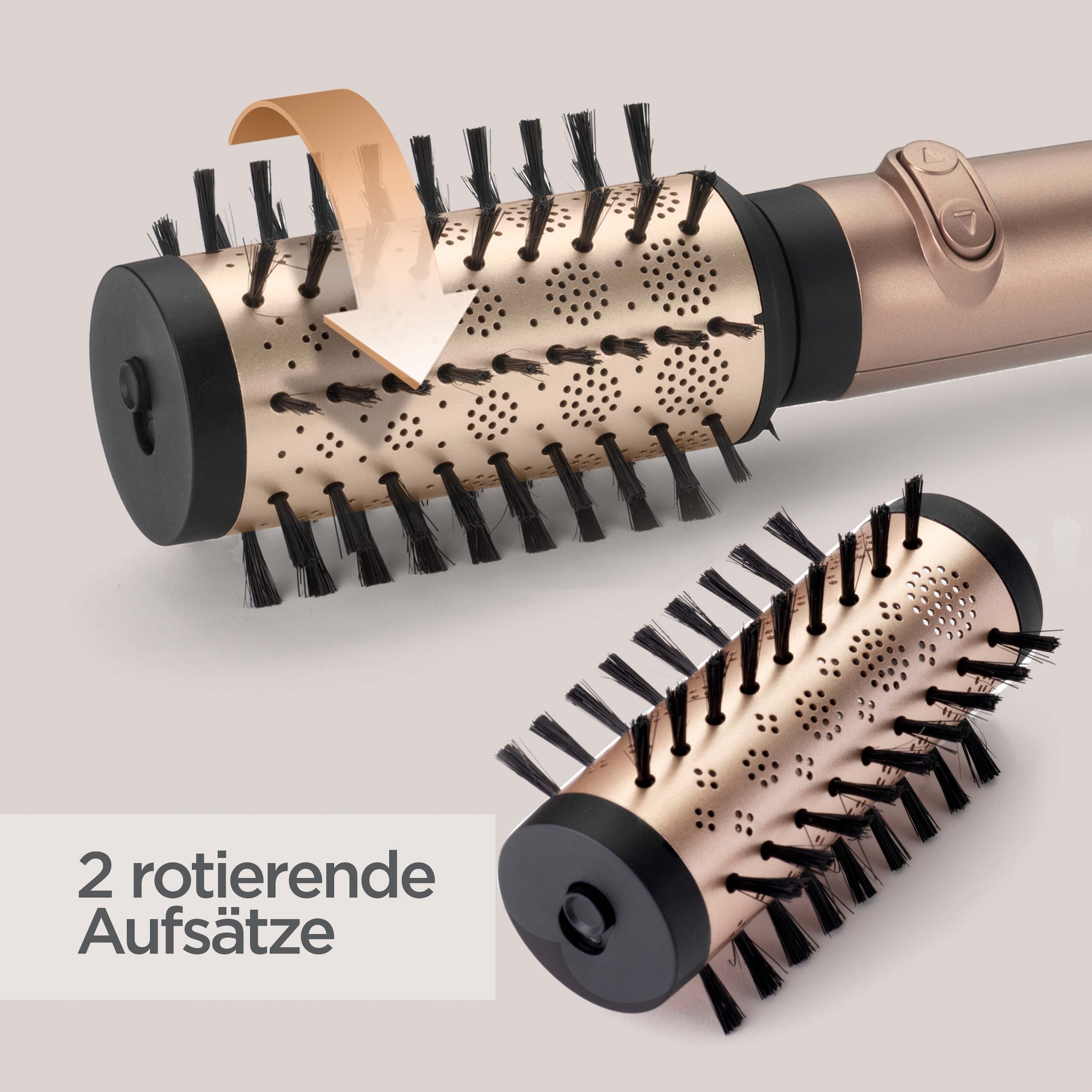 BaByliss Warmluftbürste »BaByliss Big Hair Dual Warmluftbürste rotierend,  AS952E« 2 Aufsätze Rotierender Rundbürstenföhn mit Ionen, 2 Aufsätze für Volumen, 650 W