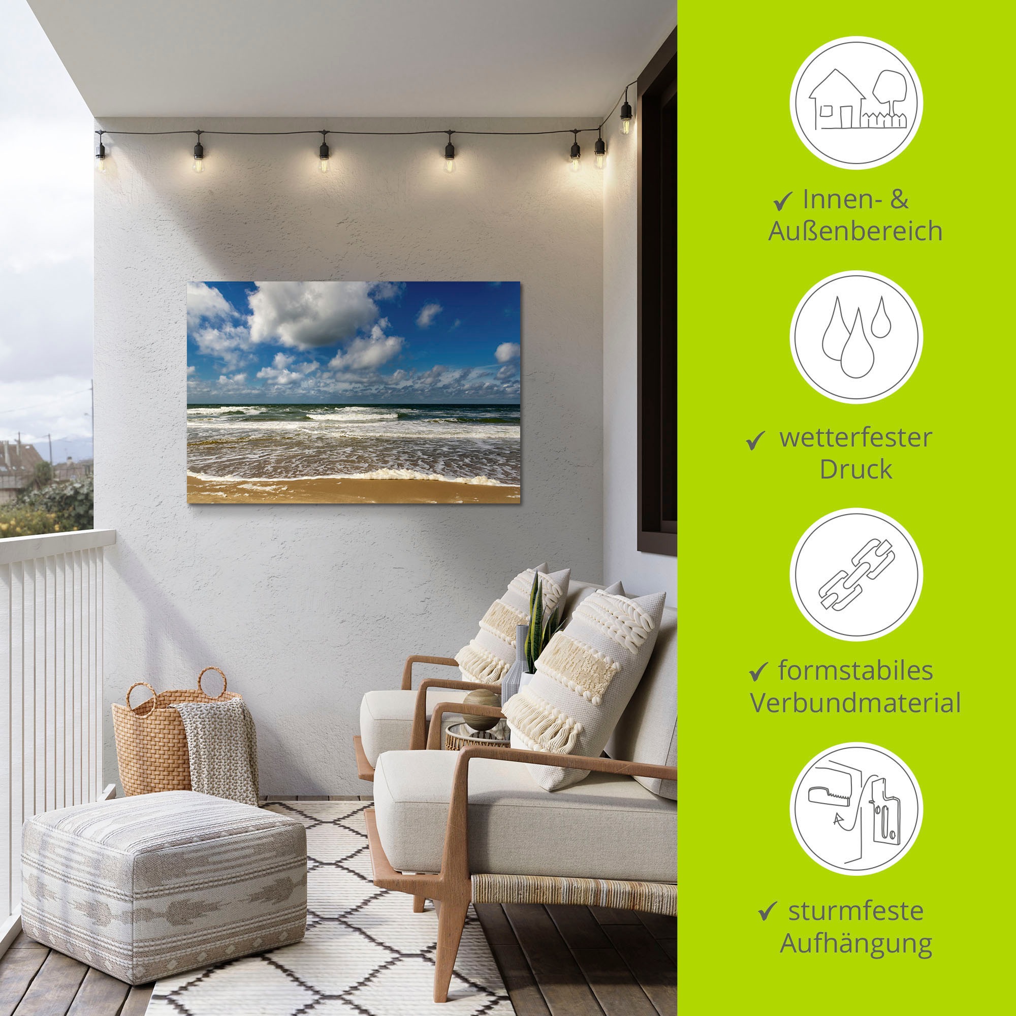 Artland Wandbild »Meeresblick Strand Paal«, Strandbilder, (1 St.), als Alubild, Outdoorbild, Poster, Wandaufkleber in verschied. Größen