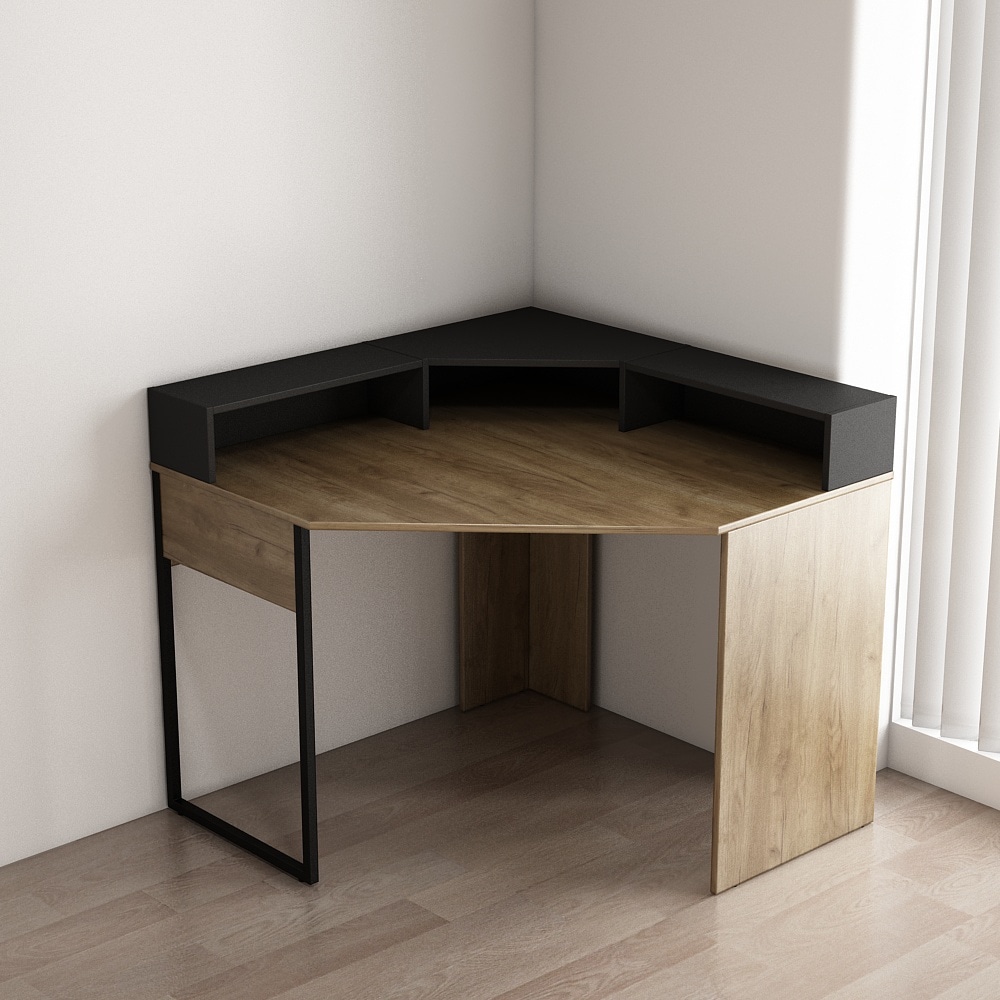 OTTO home Eckschreibtisch »Moid« mit Schreibtischaufsatz, modernes Design, B. 100 cm