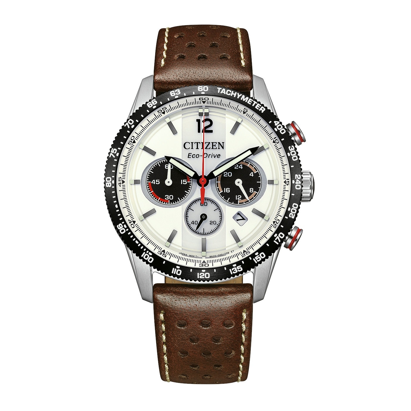 Citizen Chronograph »Racing Chrono« Armbanduhr, Solar, Herrenuhr, Lederarmband, analog, Big Date