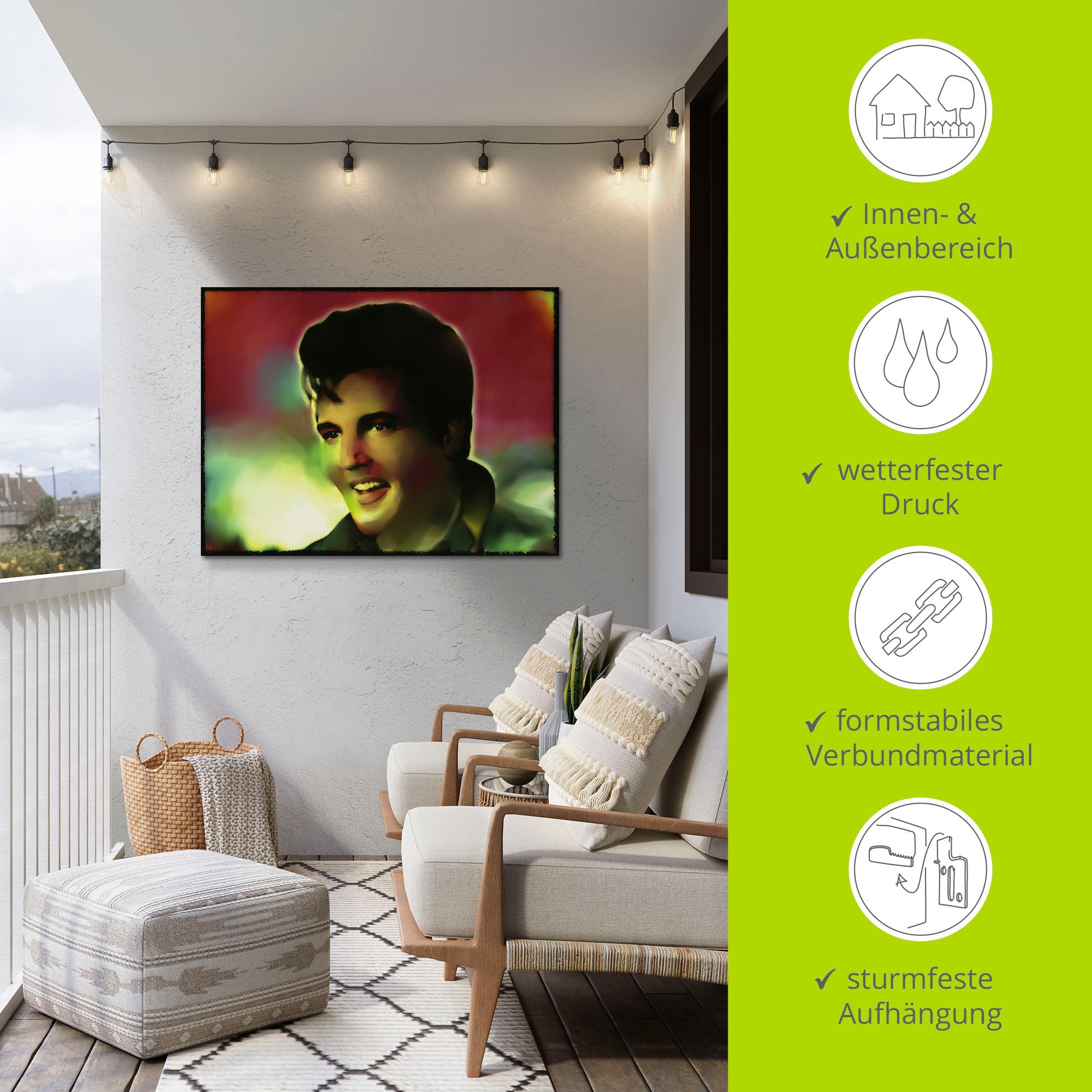 Artland Wandbild »Elvis, Star - Pop Art«, Bilder von berühmten Musikern, (1 St.), als Alubild, Leinwandbild, Wandaufkleber oder Poster in versch. Größen