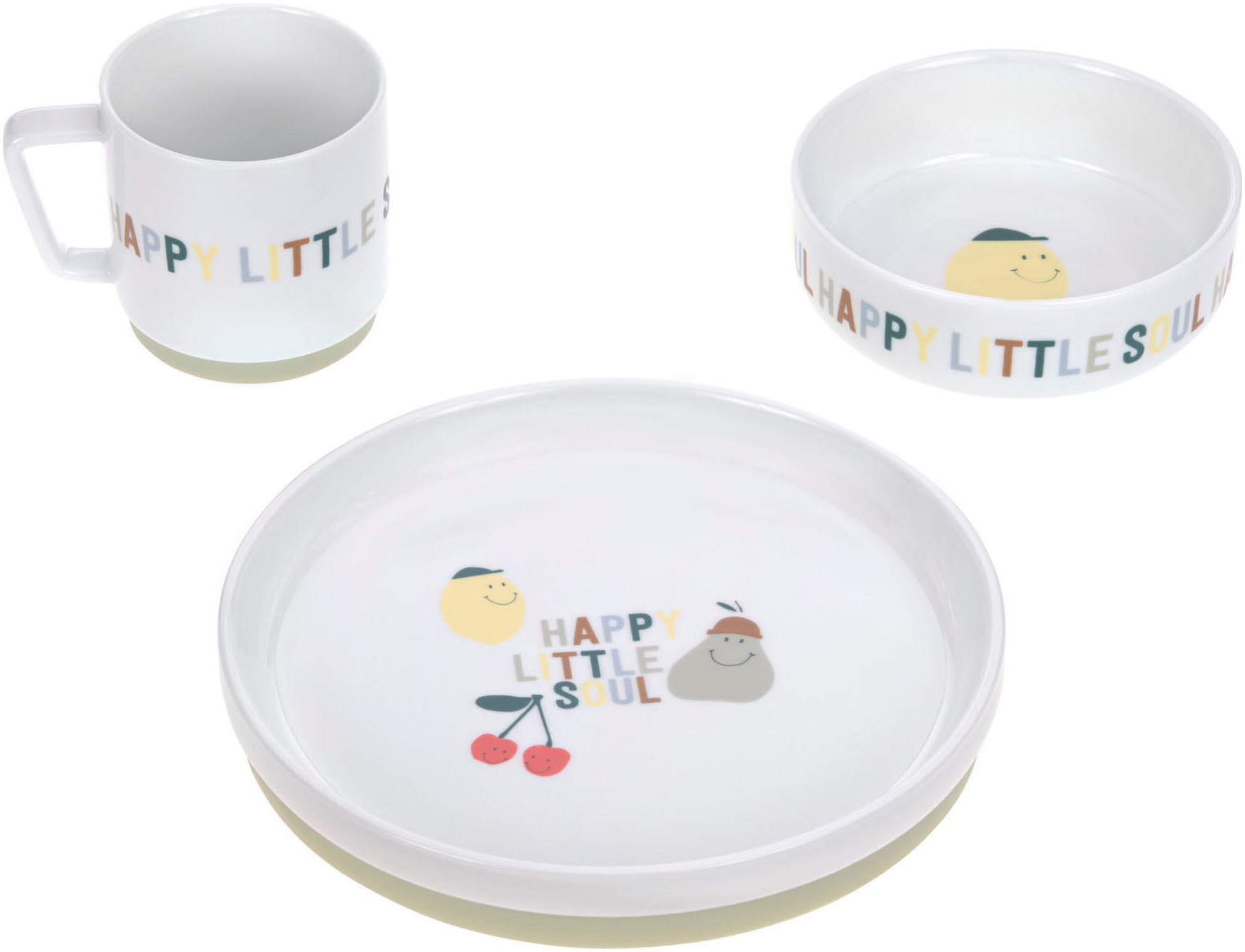 LÄSSIG Kindergeschirr-Set »Happy Fruits«, (Set, 3 tlg.), rutschfest günstig online kaufen