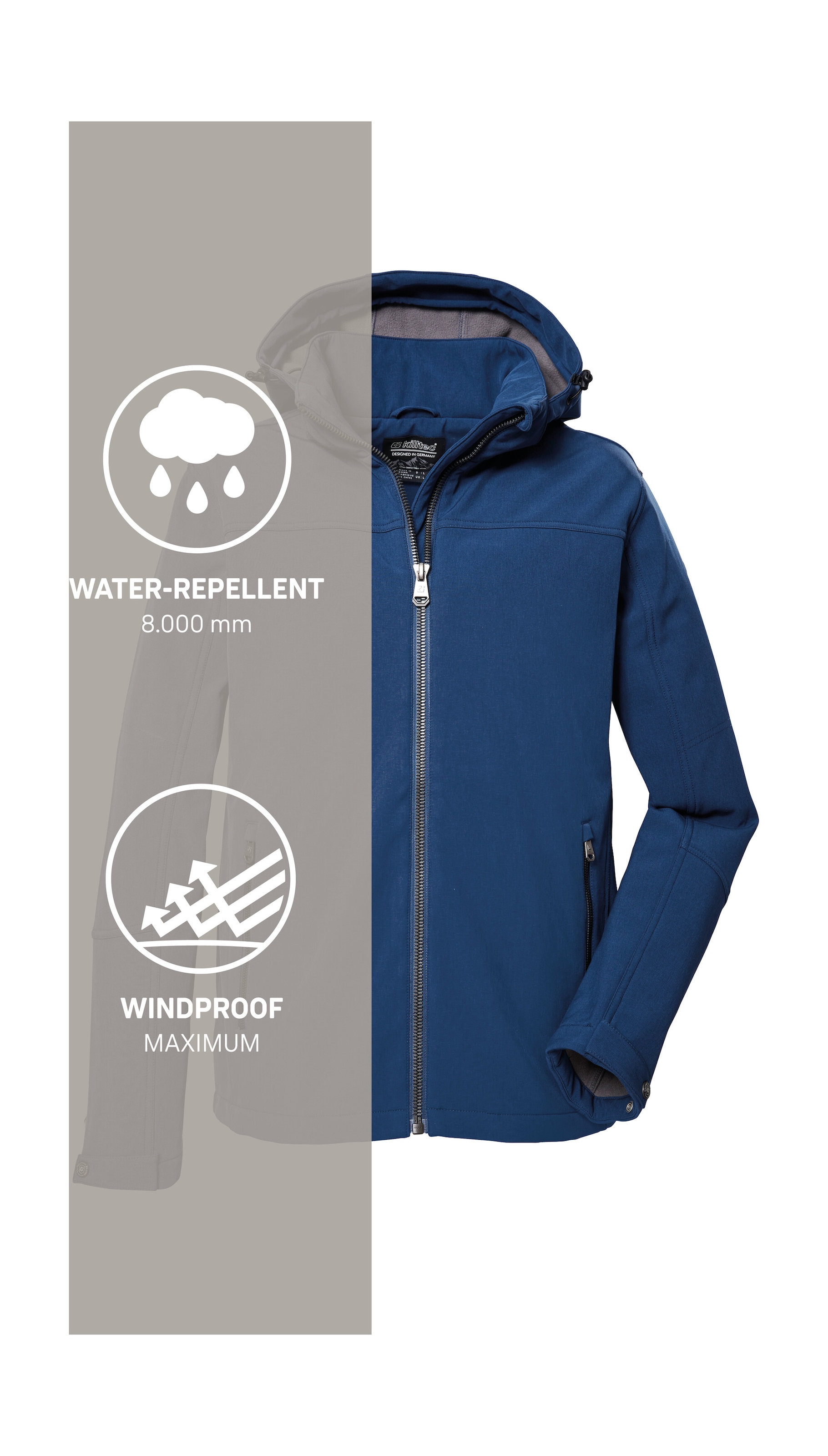 Killtec Softshelljacke »Herren Softshelljacke« Wasserabweisende Softshelljacke mit Fleece, abnehmbarer Kapuze
