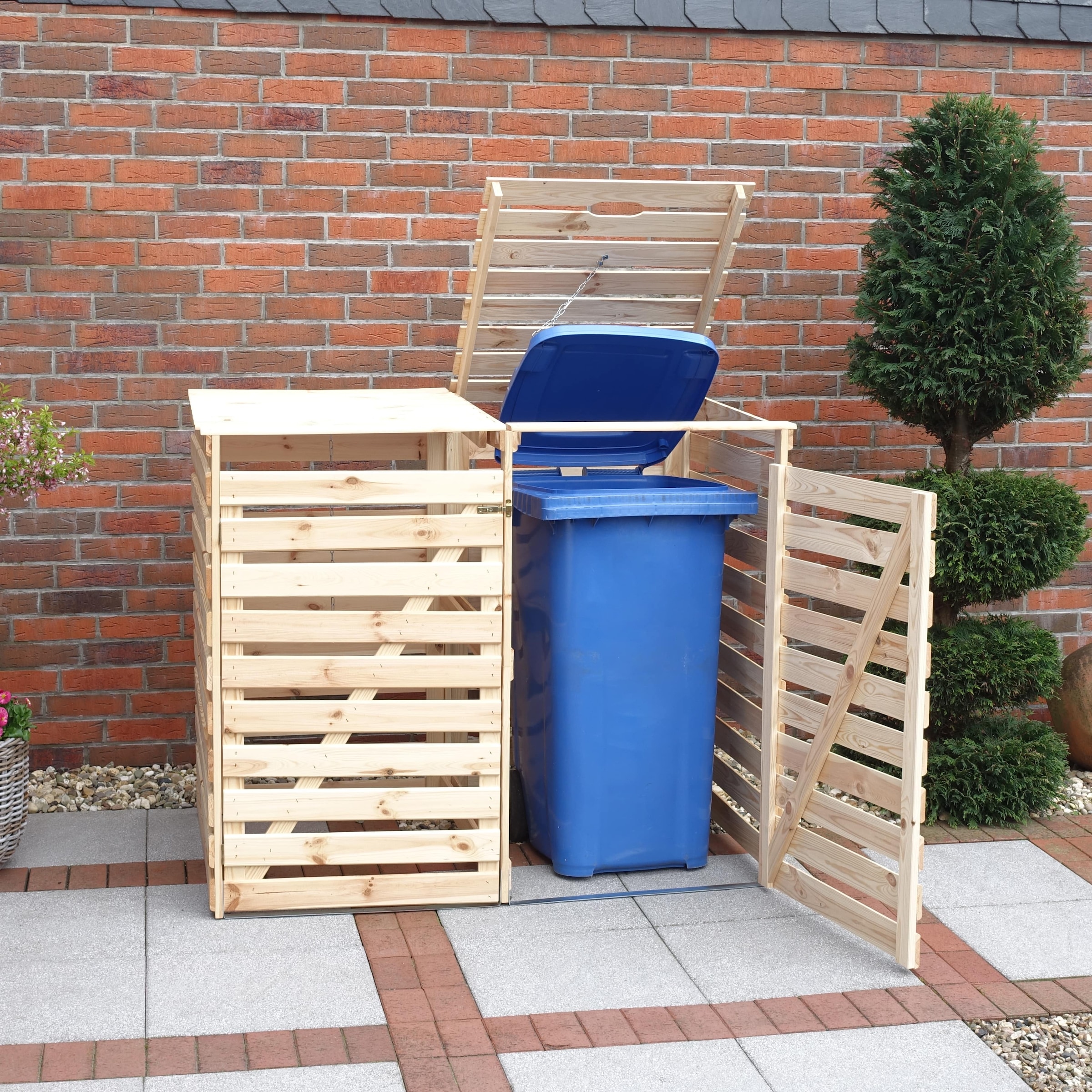 promadino Mülltonnenbox »Vario V«, für 2 x 240 l, holzfarben