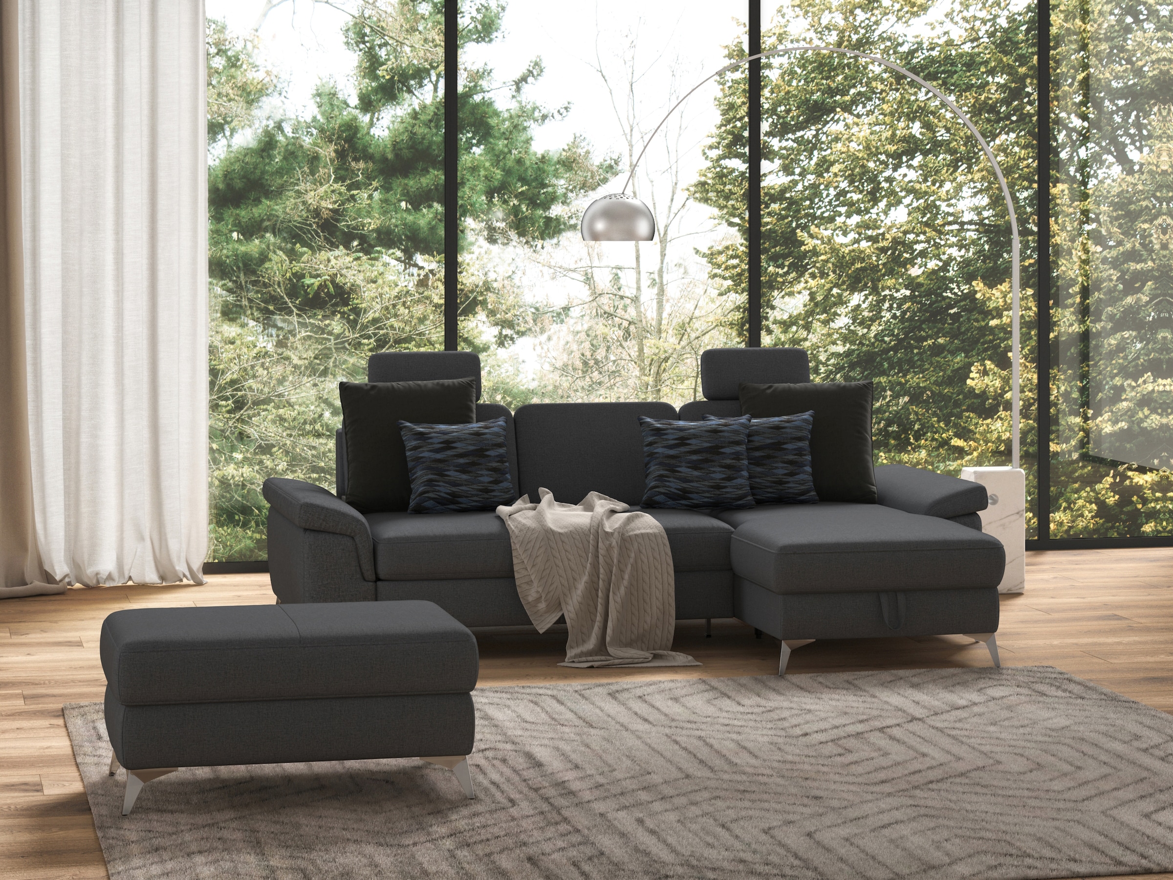 sit&more Ecksofa »Padua L-Form« inklusive Sitztiefenverstellung, Armteilfun günstig online kaufen