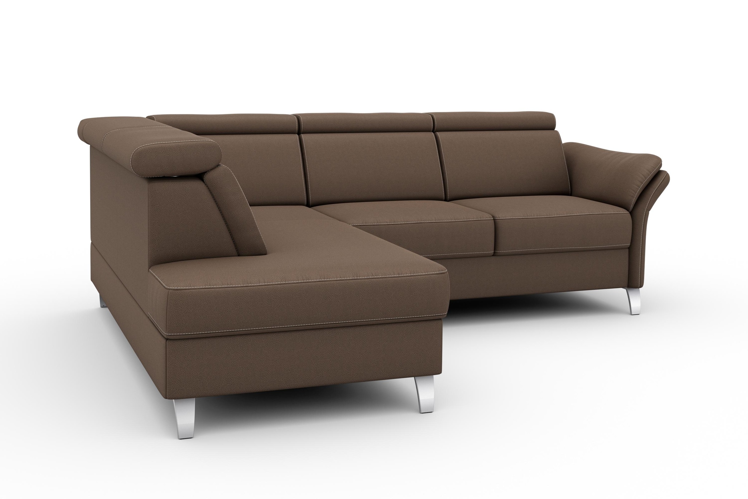 sit&more Ecksofa »Vincenzo L-Form«, inklusive Kopfteilverstellung, wahlweise mit Bettfunktion, Bettkasten