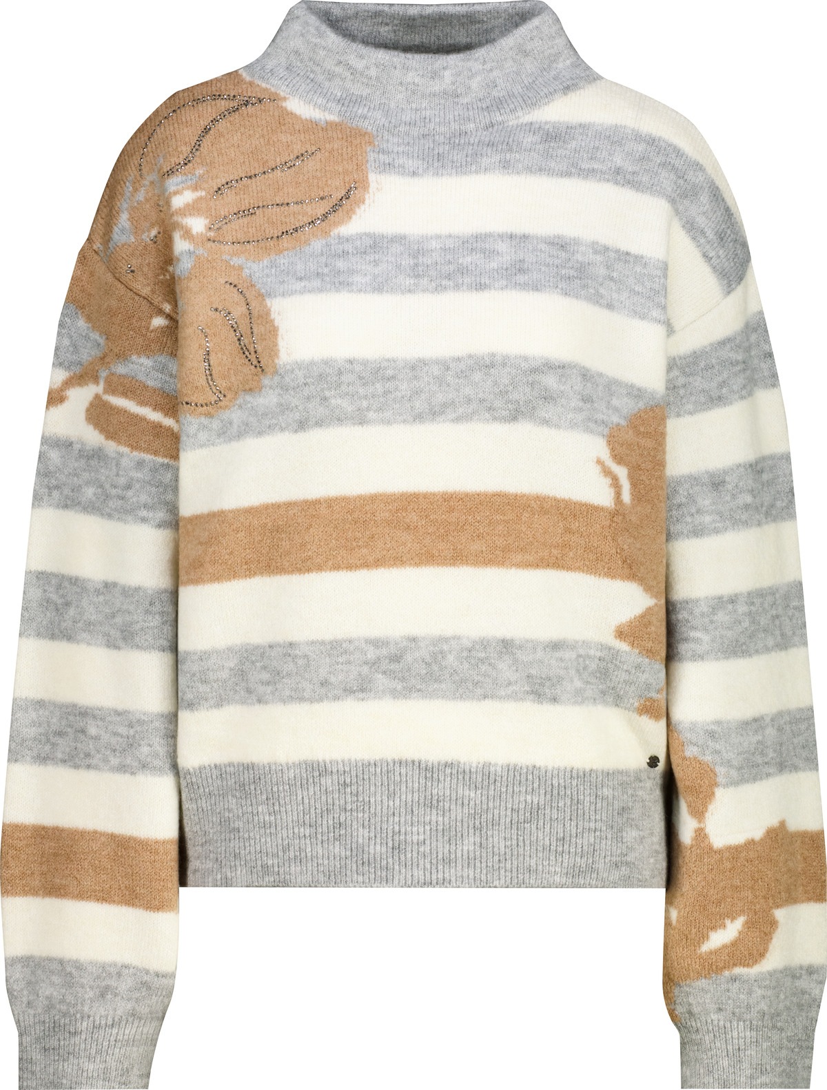 Monari Strickpullover »Pullover Ringel + Blume« Regular fit mit Stehkragen