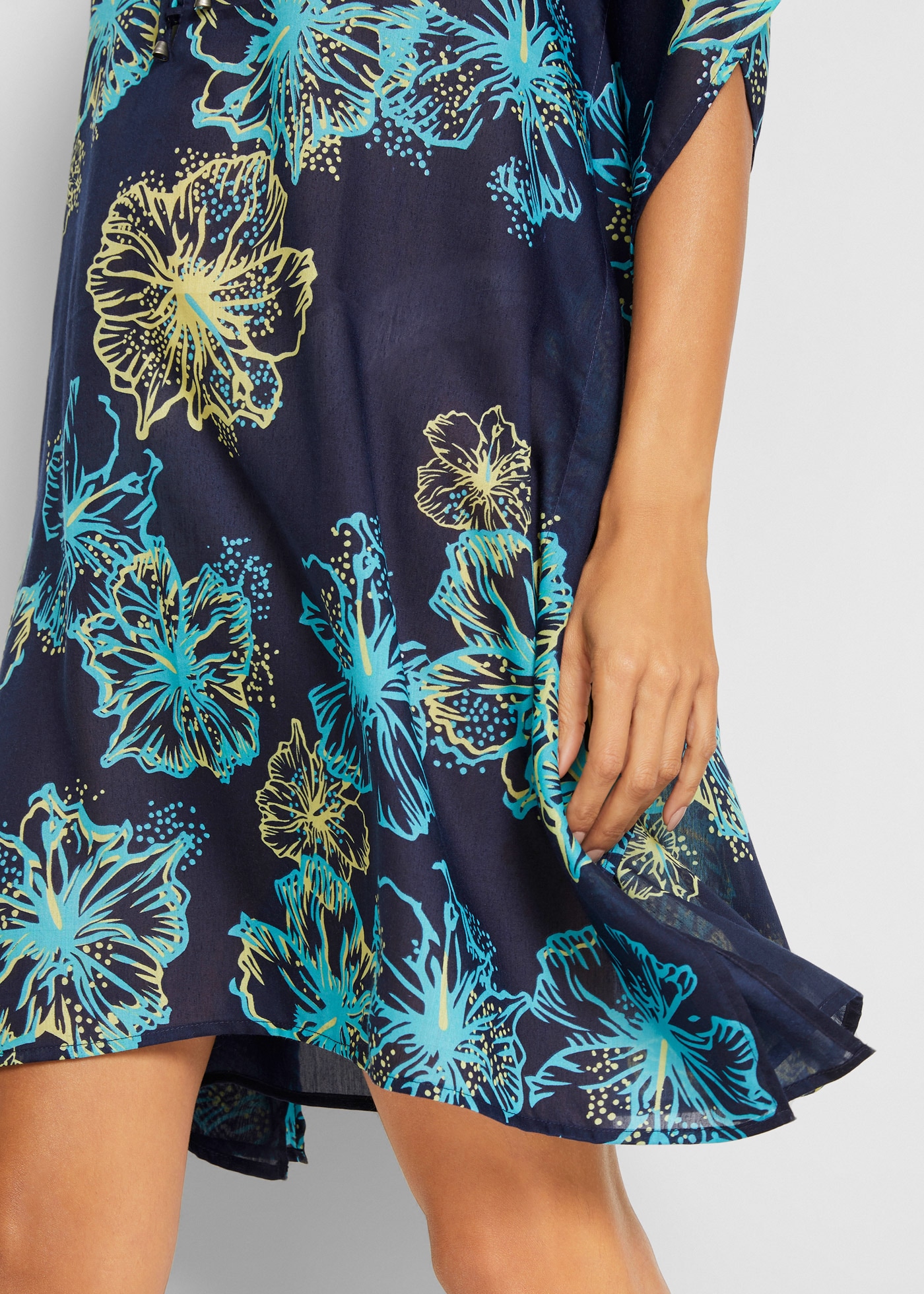 bonprix Tunikakleid mit transparentem Stoff, mit tiefem V-Ausschnitt, weicher Griff