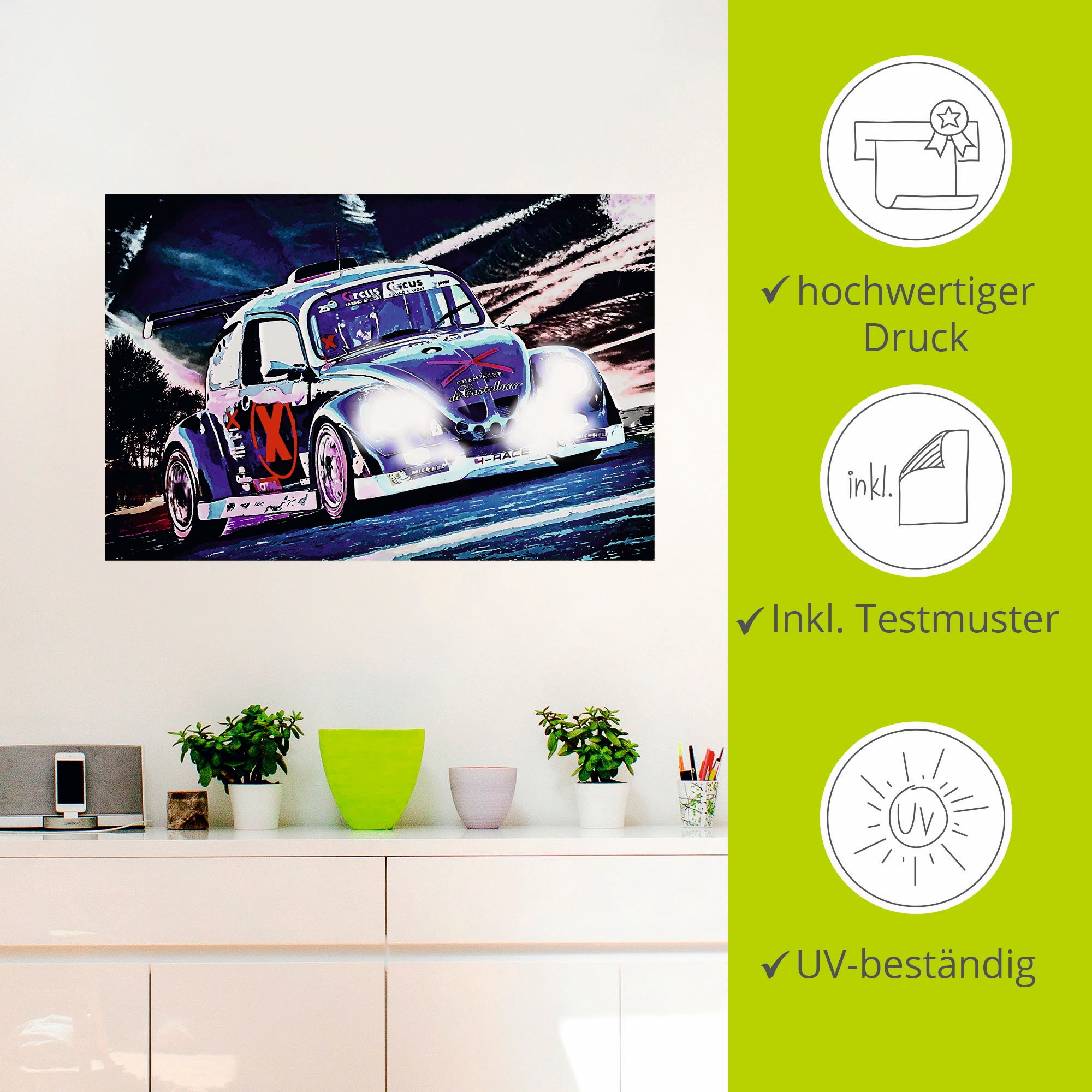 Artland Wandbild »Käfer Funcup Spa 2017«, Auto, (1 St.), als Alubild, Outdoorbild, Leinwandbild, Poster, Wandaufkleber