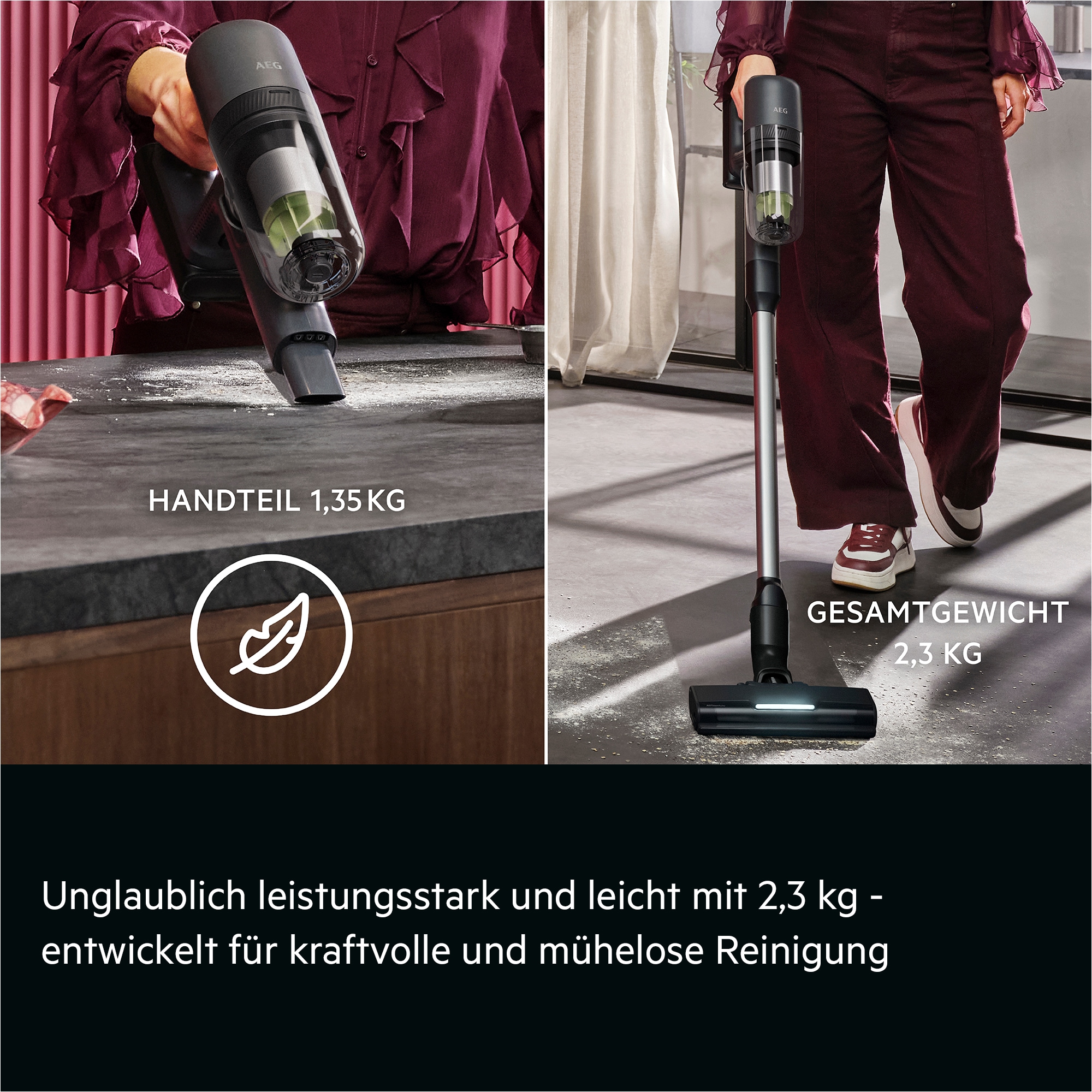 AEG Akku-Hand-und Stielstaubsauger »AP72AF21DG« Leicht & leistungsstark‑HEPA‑Filter: 99,99 % reinere Luft im Zuhause