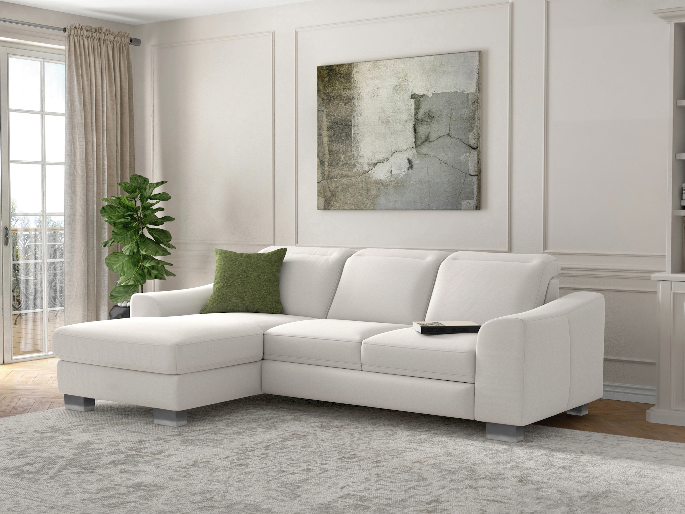 sit&more Ecksofa »Dundee L-Form«, mit Federkern und Edelstahlfüßen, wahlweise mit Kopfteilverstellung