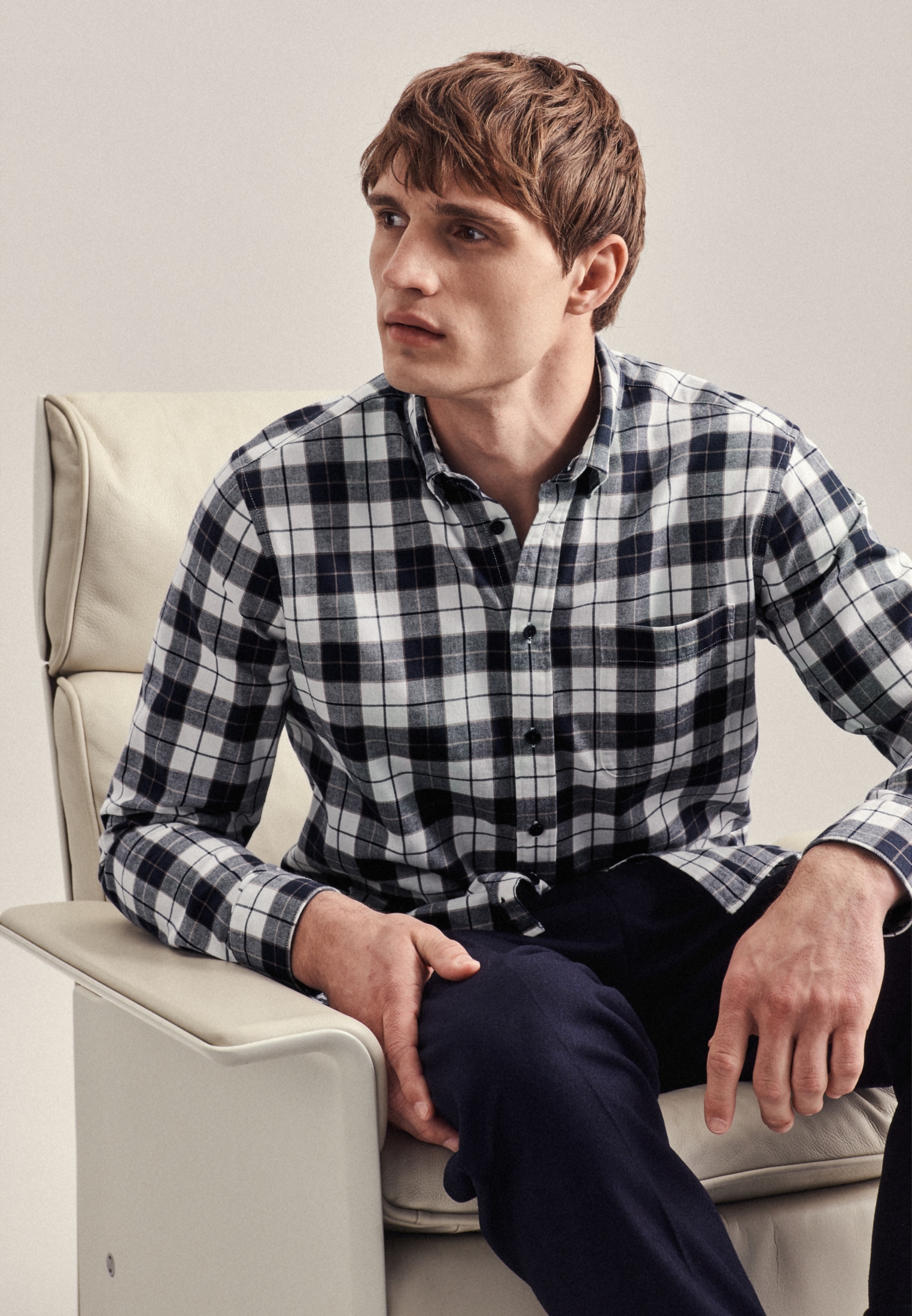 seidensticker Businesshemd »Schwarze Rose«, Regular Langarm Button-Down-Kragen Karo