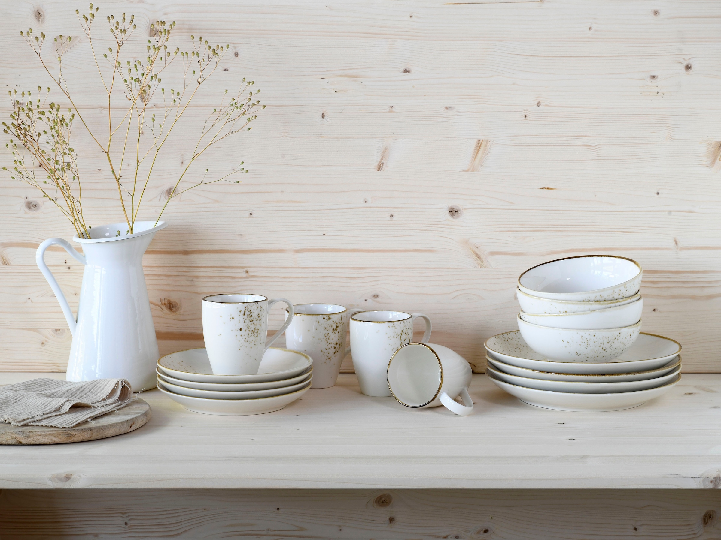 CreaTable Kombiservice »Nature Collection«, (Set, 16 tlg.), Reaktivglasur, jedes Stück ein Unikat