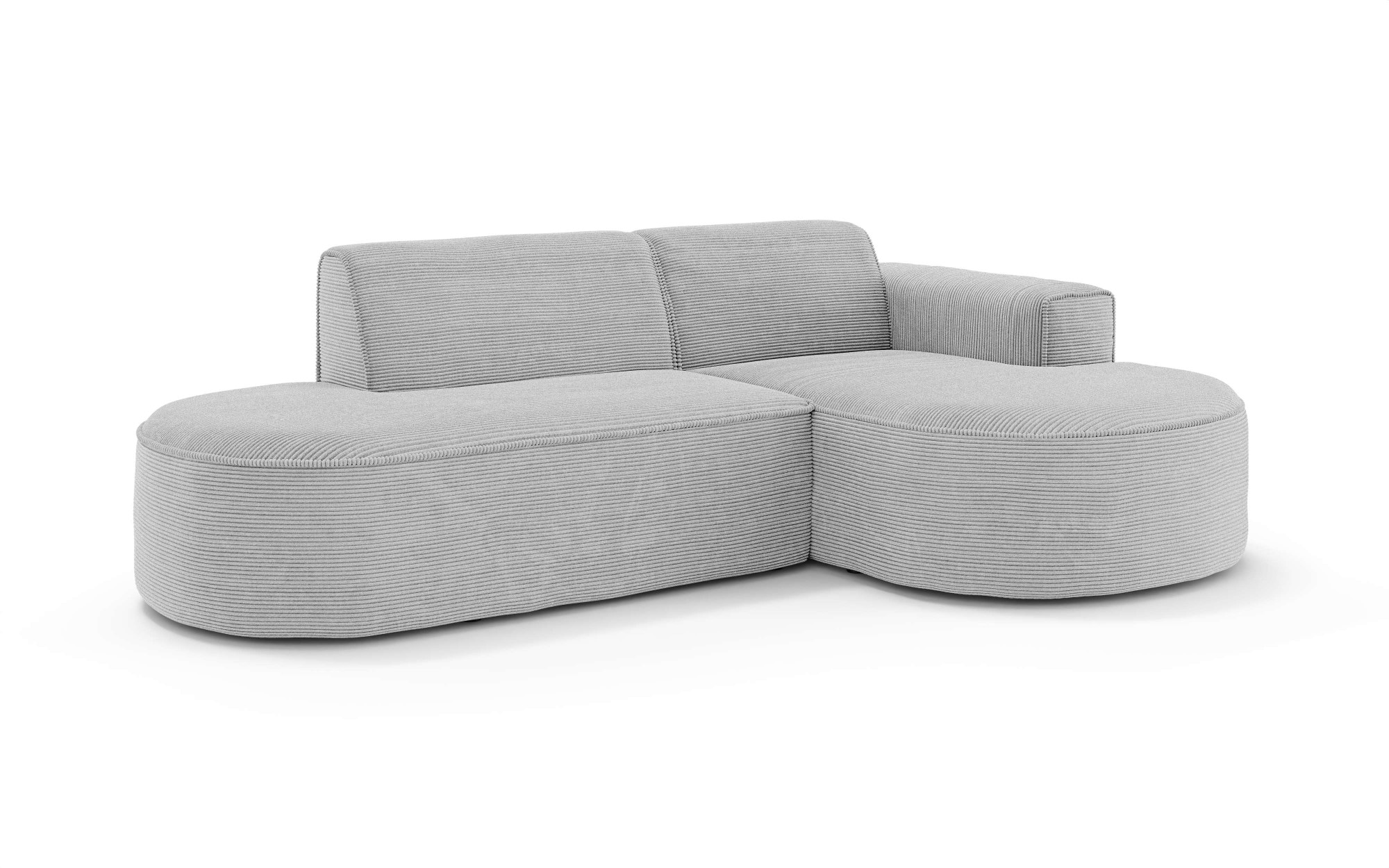 OTTO home Ecksofa »ADELLA XL Design-Sofa mit Recamiere rechts/links, 263/159/76 cm«, L-Form XL mit Wellenunterfederung, runde Form, auch in Cord