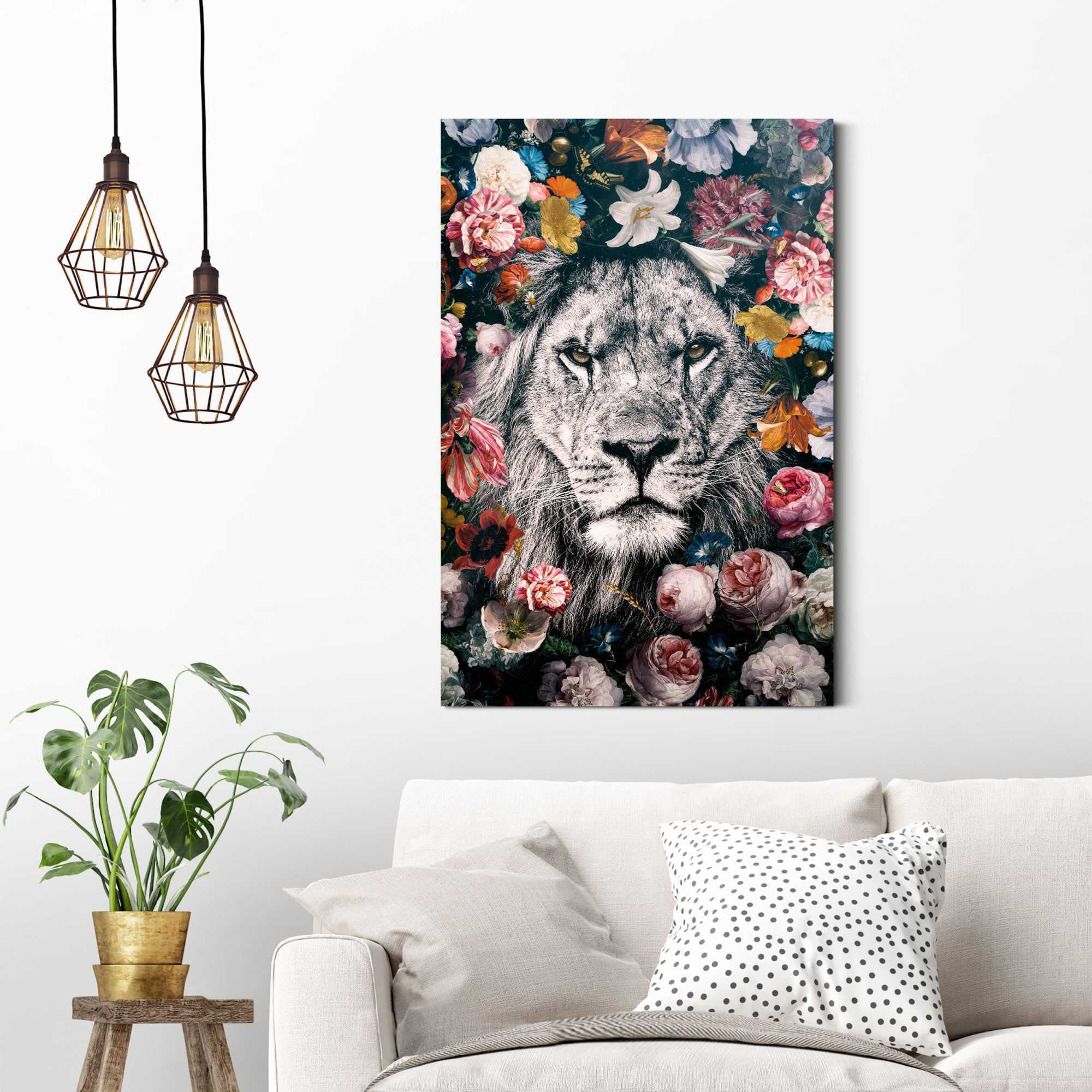 Reinders! Wandbild »Wandbild Löwe Blumenkranz - Pflanzen - Farbenfroh«, Löwen, (1 St.)