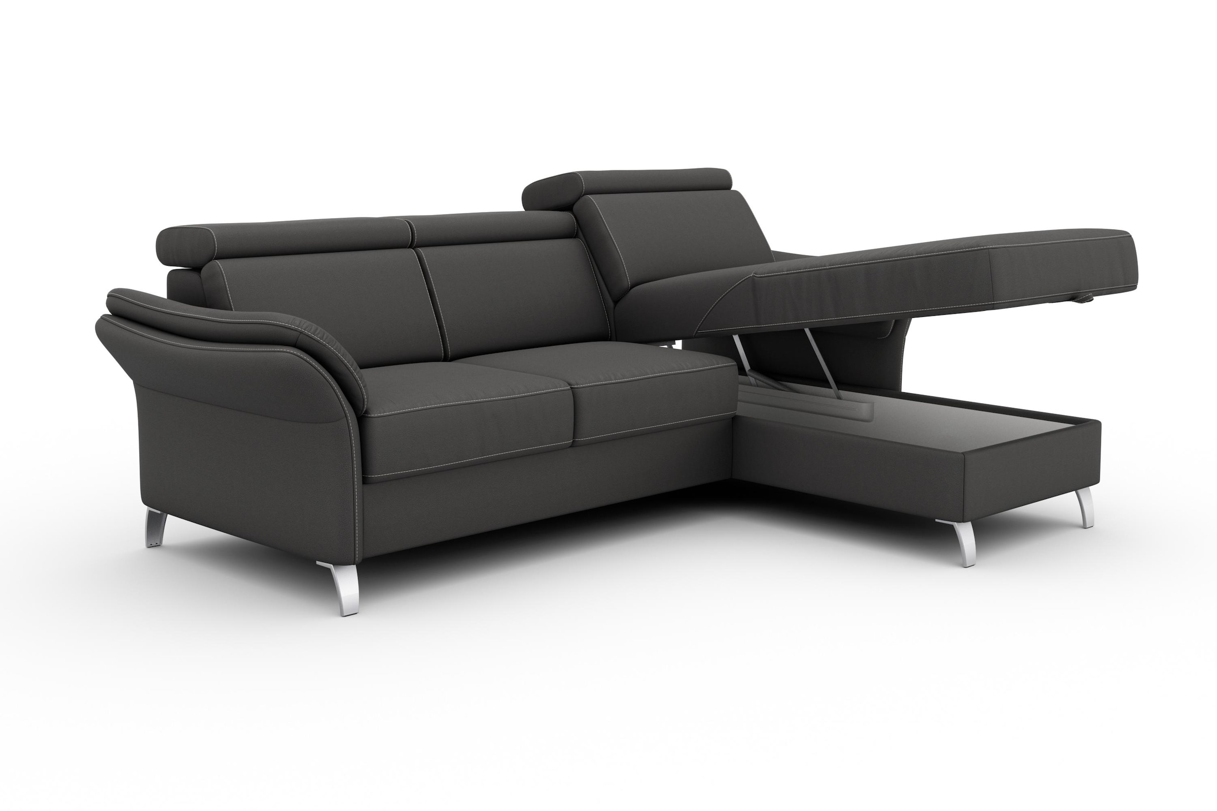 sit&more Ecksofa »Vincenzo L-Form«, inklusive Kopfteilverstellung, wahlweise mit Bettfunktion, Bettkasten