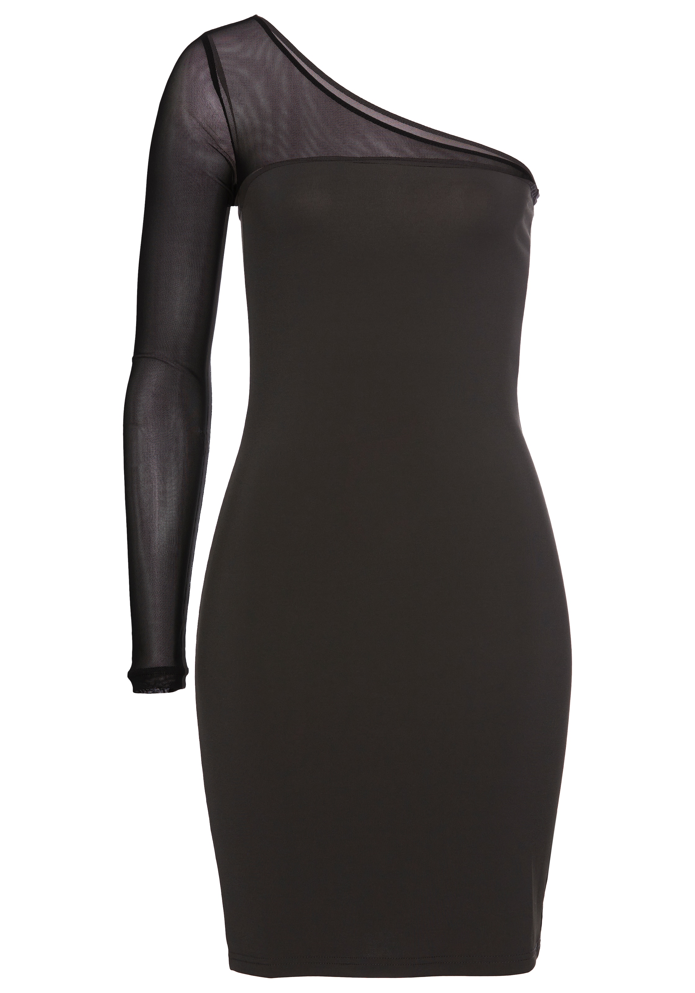 Laura Scott Druckkleid mit Mesh-Einsatz und asymmetrischem Ausschnitt