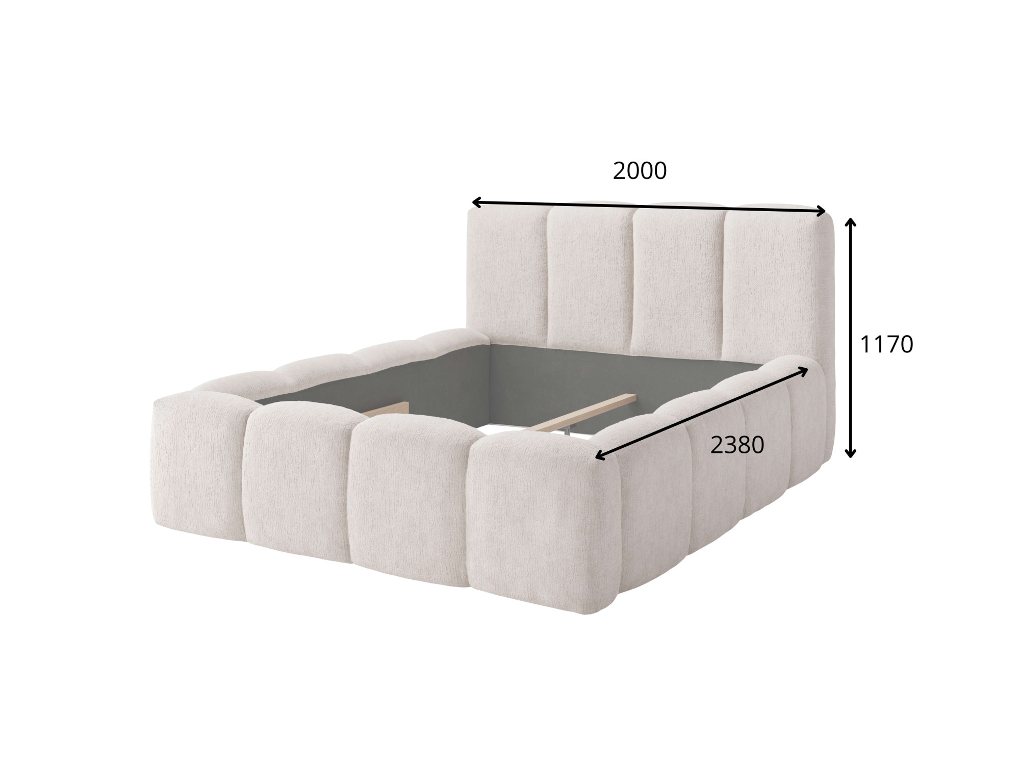 Home affaire Polsterbett »LHUBERT wahlweise mit/ohne Bettkasten, Breite Liegefläche 160/180 cm« Stauraumbett, Doppelbet mit Kopfteil, ohne Matratze