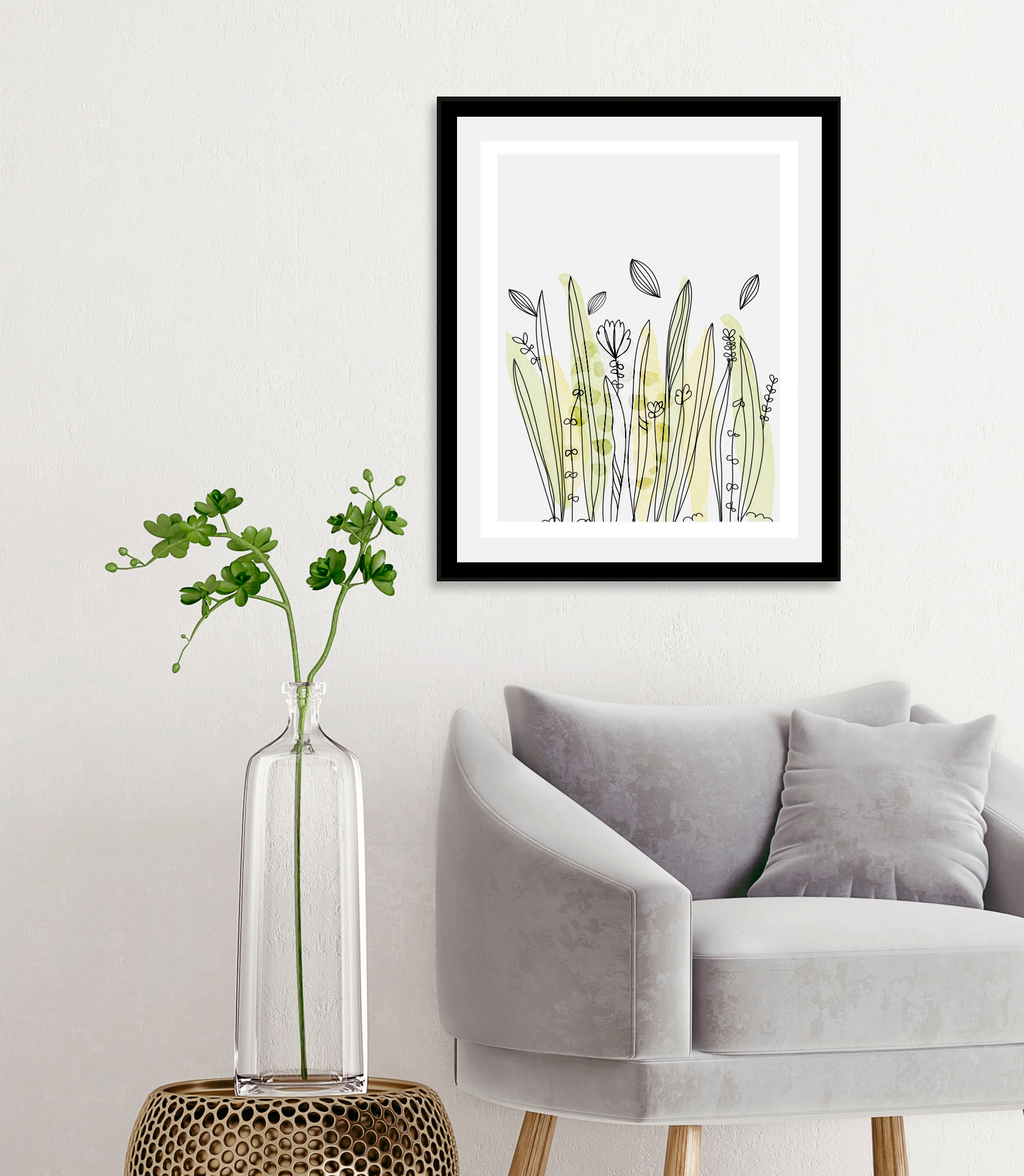 queence Bild »Aquarell Gräser«, Blumen-Blumenbilder-Pflanzen-Pflanzenbilder günstig online kaufen