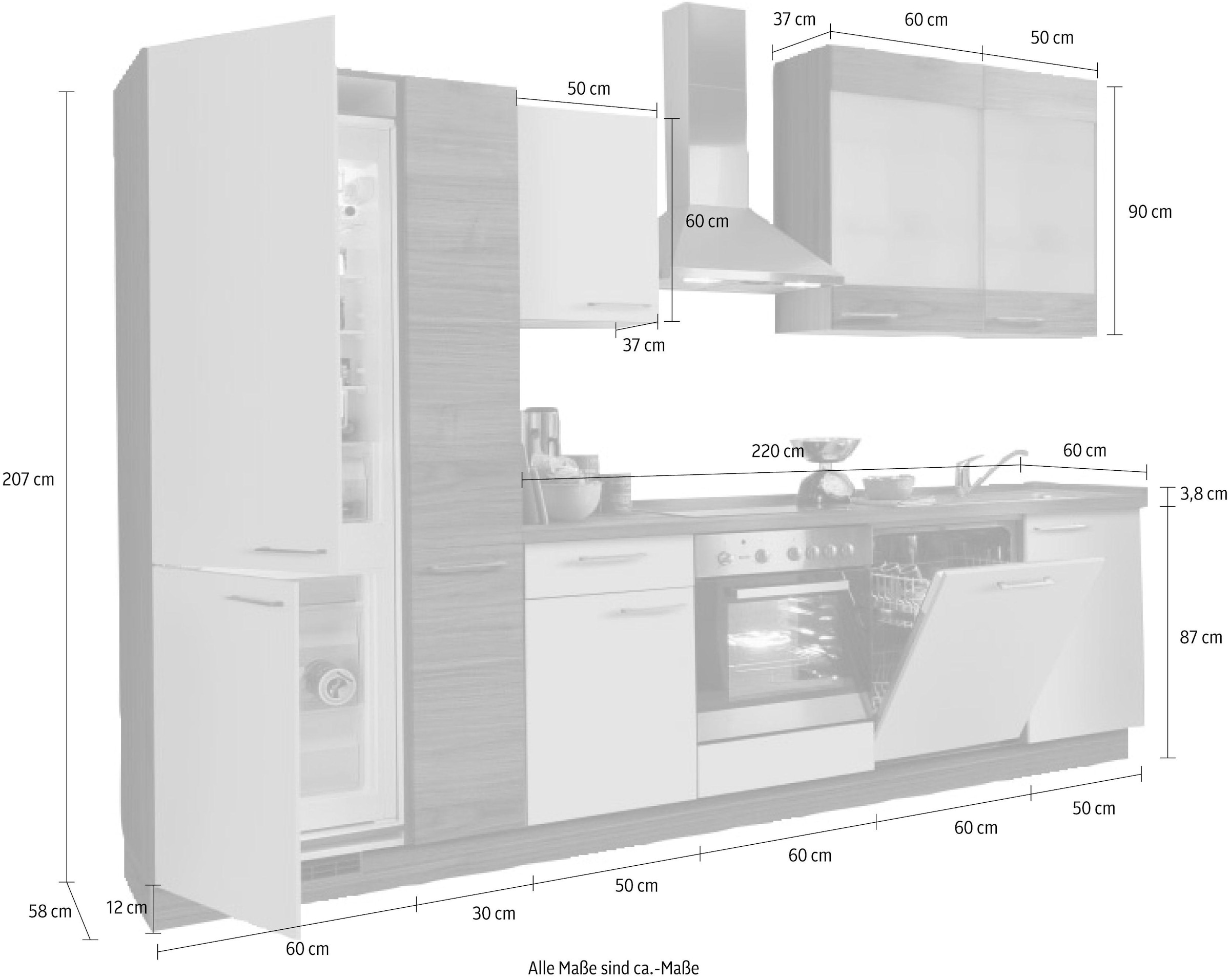 KOCHSTATION Küchenzeile »Trea«, vormontiert, mit Vollauszug und Soft-Close-Funktion, Breite 310 cm