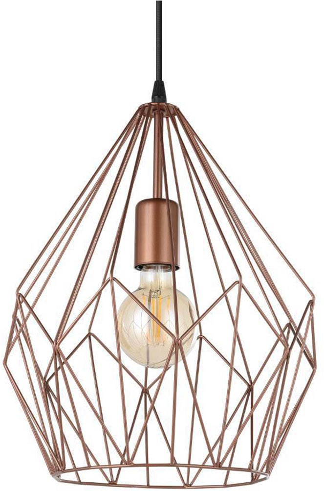 EGLO Pendelleuchte »CARLTON Hängeleuchte, Kupfer, Stahl, exkl. Leuchtmittel, Retro«, 1 flammig, Leuchtmittel E27 | ohne Leuchtmittel, Vintage Pendellampe, 1 flammig, Drahtgeflecht, Industrial, 110x31cm