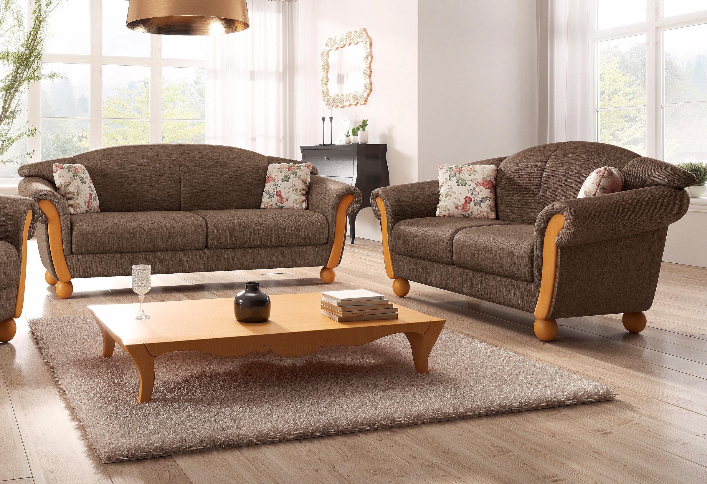 Home affaire Polstergarnitur »Milano, bequem durch Federkern, Landhaus Stil günstig online kaufen