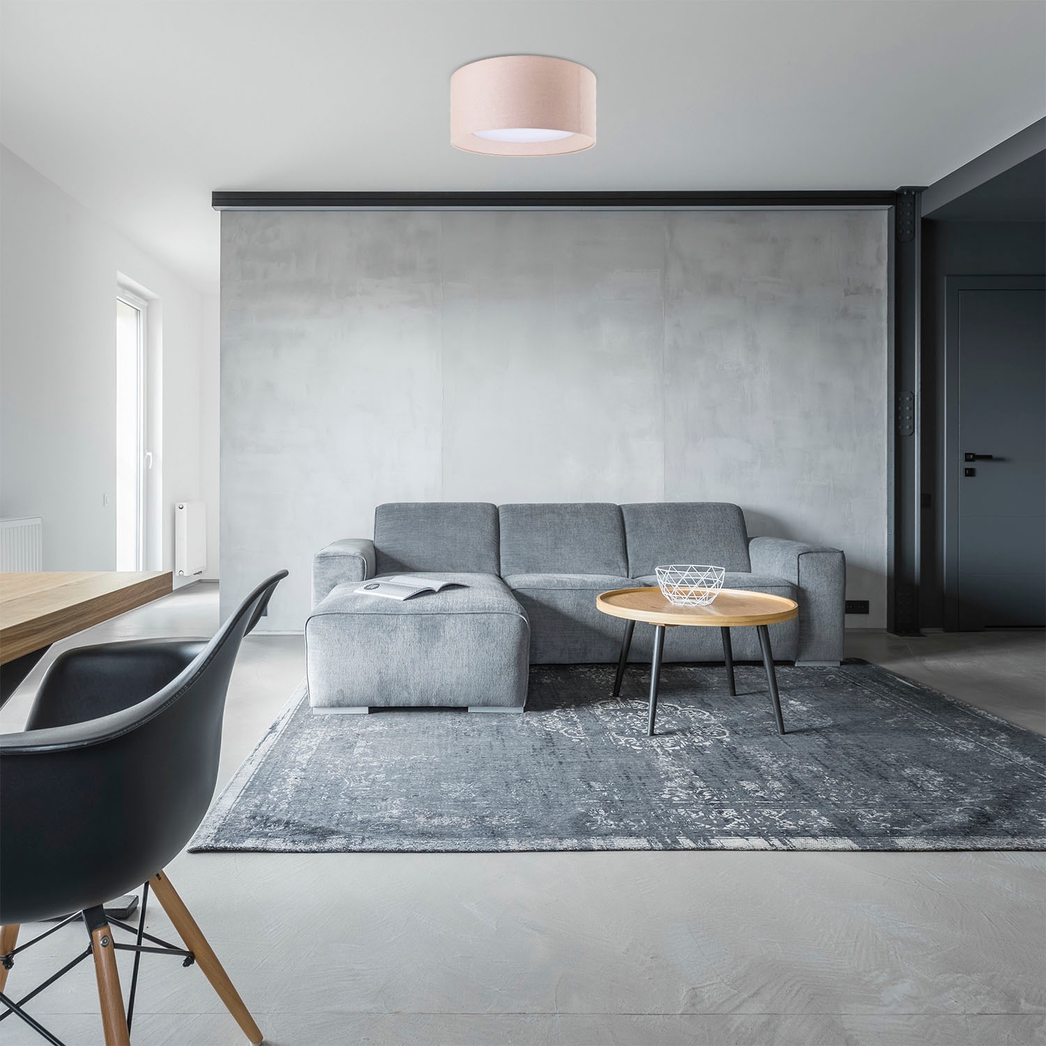 Paco Home Deckenleuchte »DRUM« E27 Rund Arbeitszimmer Textilschirm 3 x E27 Modern Geschlossen Uni