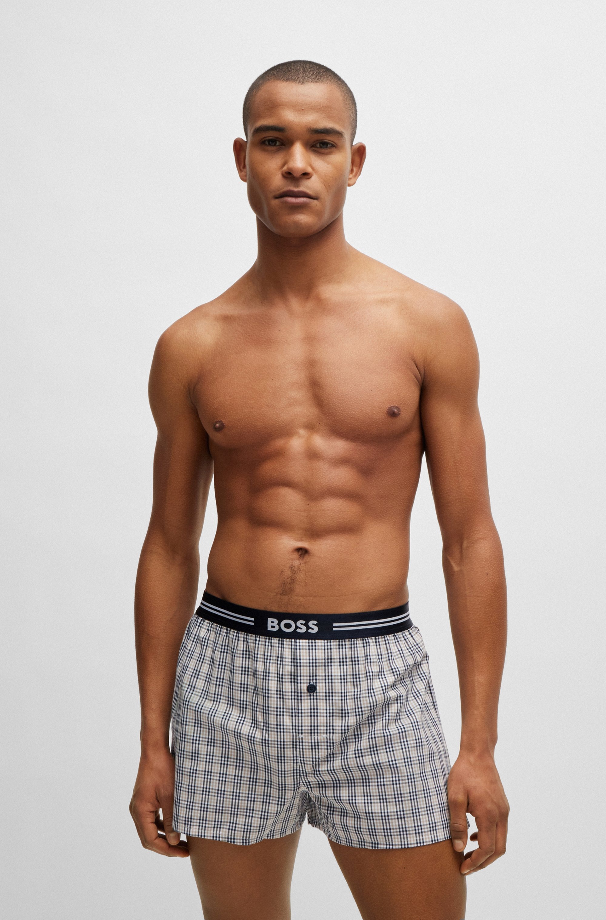 BOSS Boxershorts »3P Woven Boxer«, (Packung, 3 St., 3er Pack), mit Eingriff mit Knopf
