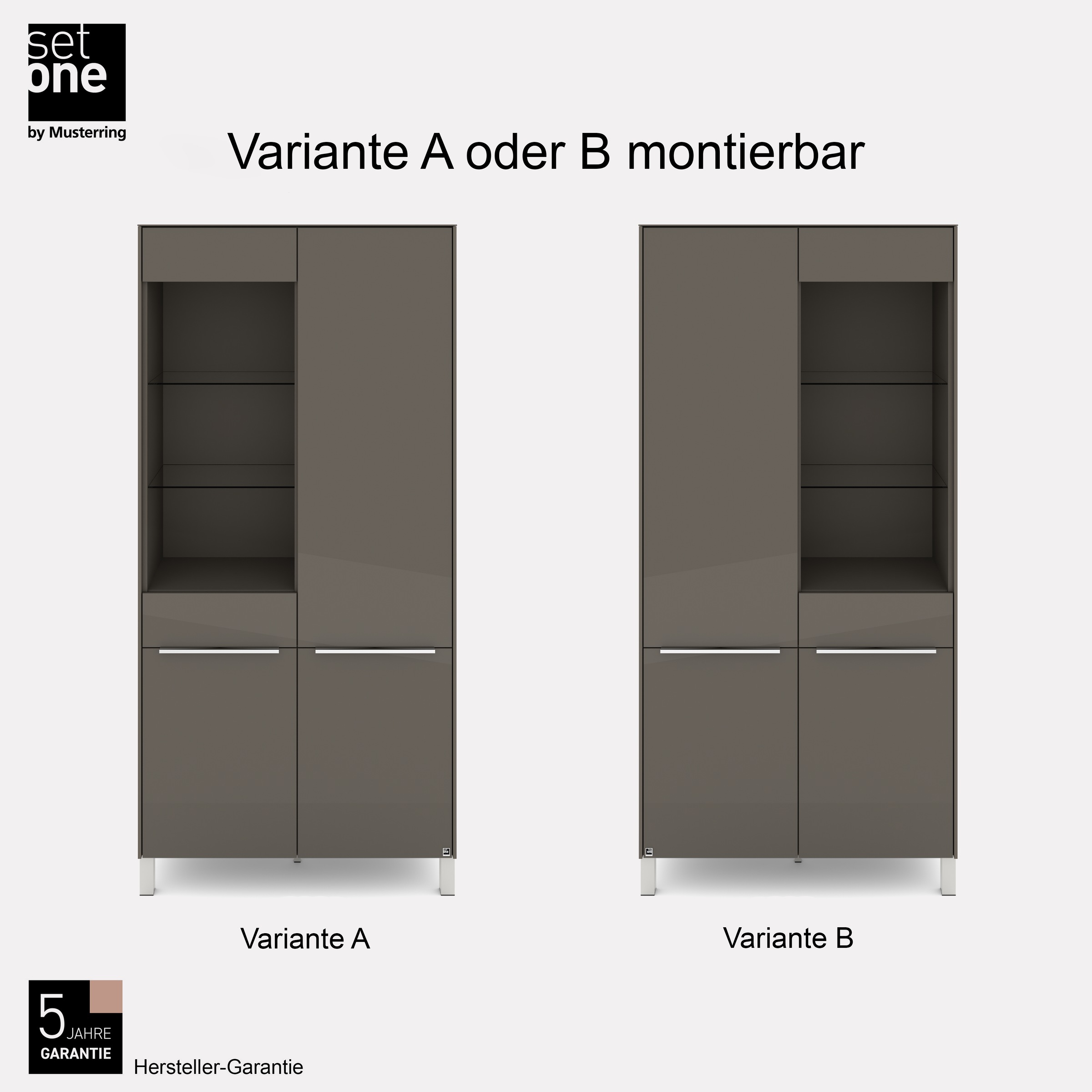 set one by Musterring Standvitrine »Reno« 1 Stk. tlg. Mit Vierkantfuß in diversen Farben, 197 cm Höhe & Farbauswahl