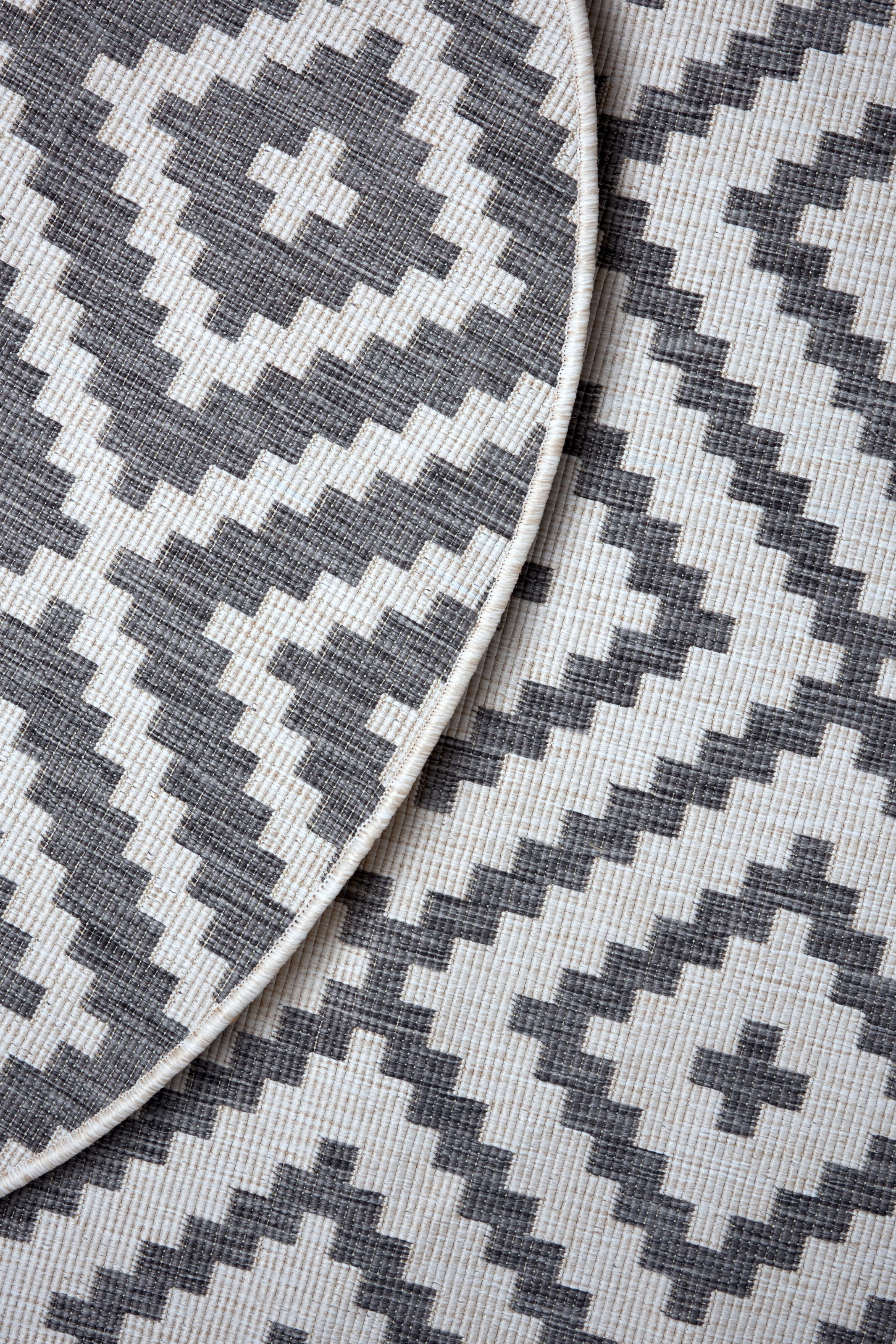 my home Teppich »Ronda Wendeteppich«, rund, 5 mm Höhe, Sisal-Optik, Flachgewebe, In- und Outdoor, geometrisches Boho Design